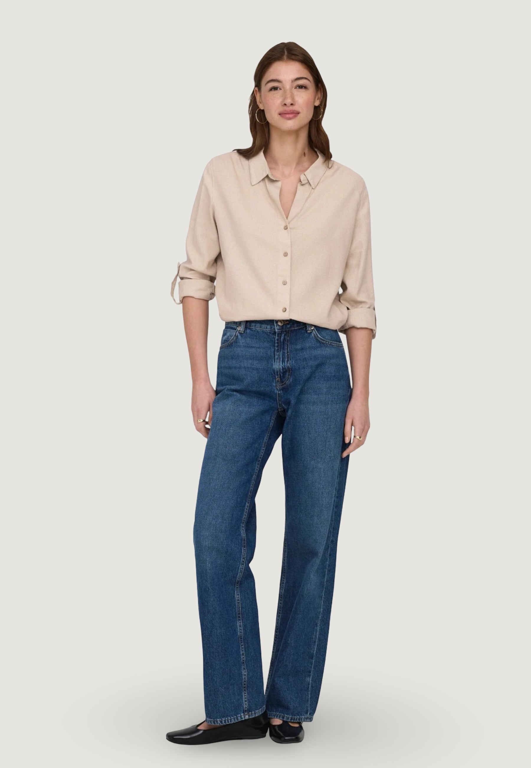 Camicia manica lunga Only Onlgoa 3/4 Strap Linen Bl Shirt Cc Pnt