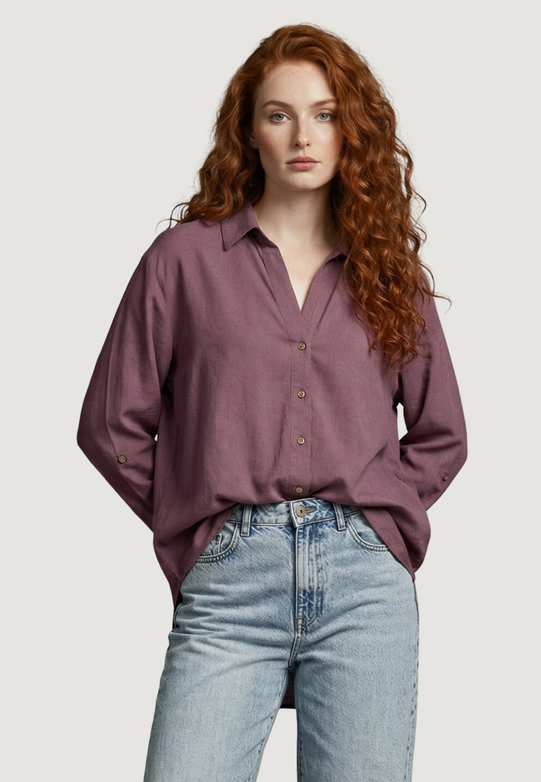 Camicia manica lunga Only Onlgoa 3/4 Strap Linen Bl Shirt Cc Pnt