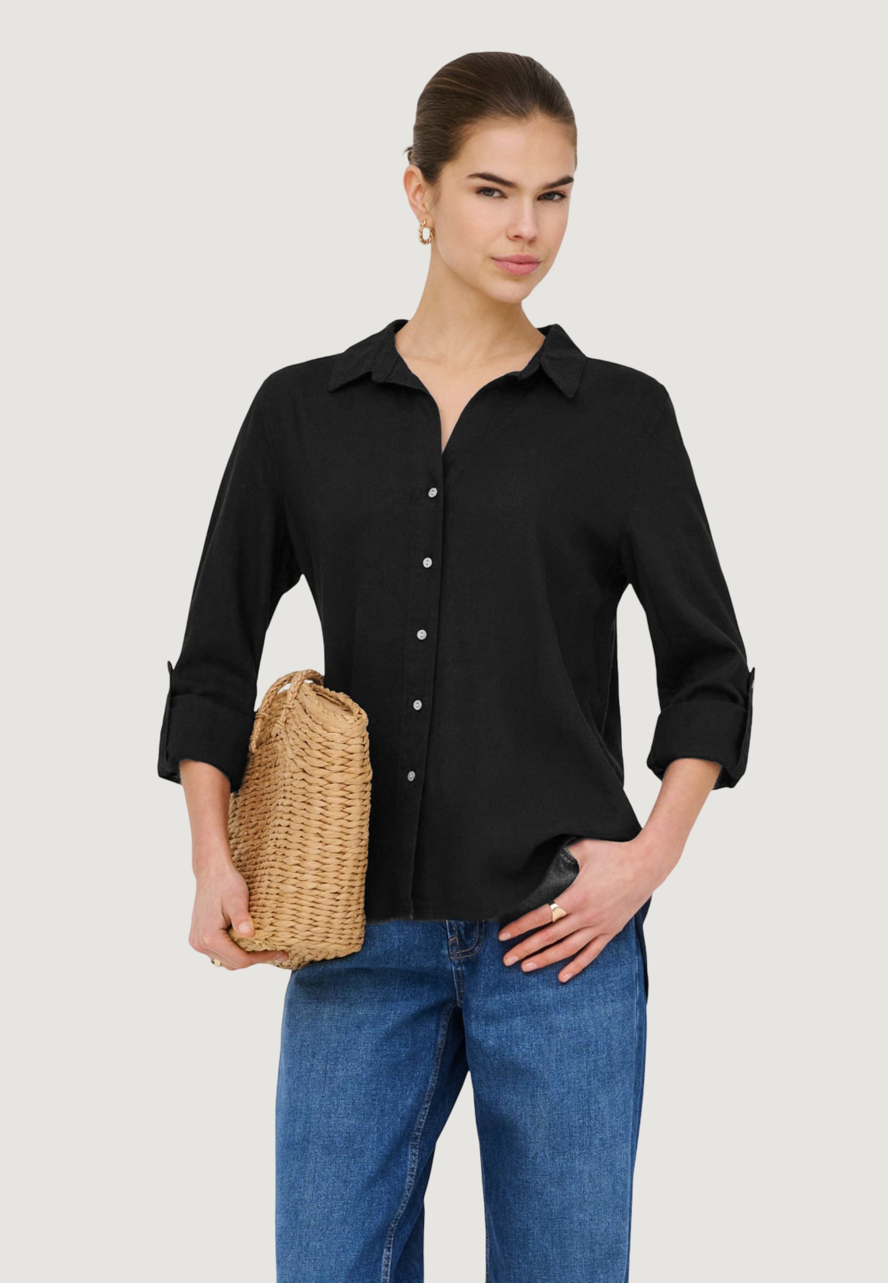 Camicia manica lunga Only Onlgoa 3/4 Strap Linen Bl Shirt Cc Pnt