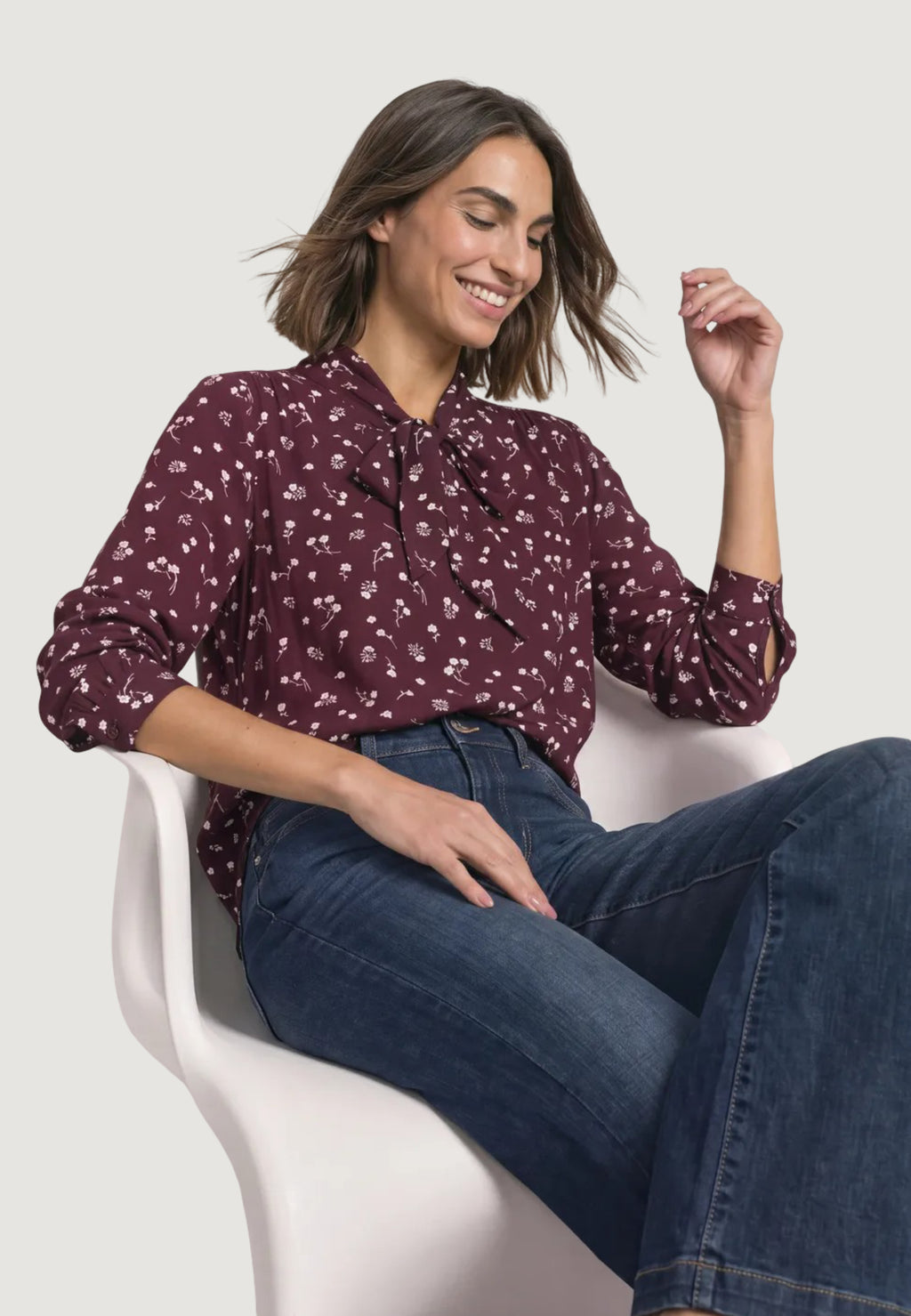 Camicia manica lunga Street One Printed blouse w tie detail