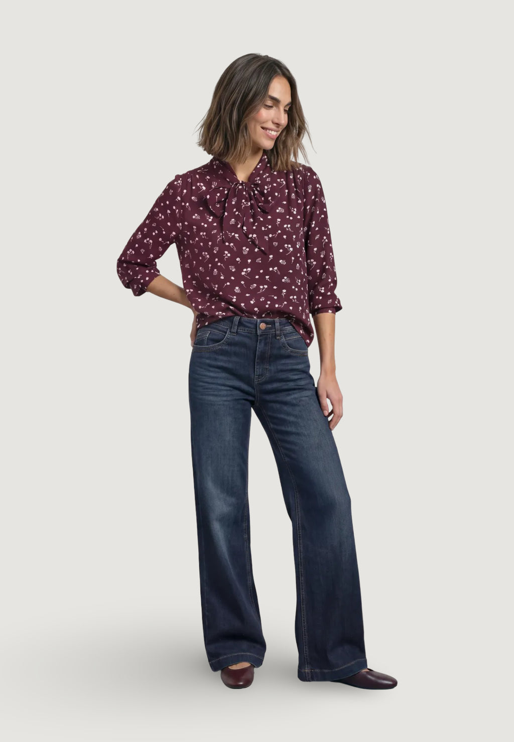 Camicia manica lunga Street One Printed blouse w tie detail