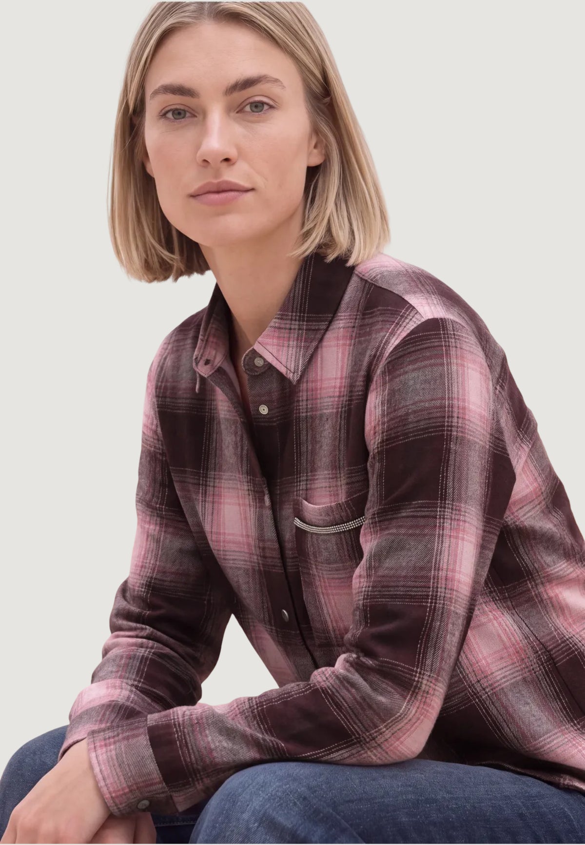 Long sleeves shirts Street One Y/D Check Overshirt w tape detail