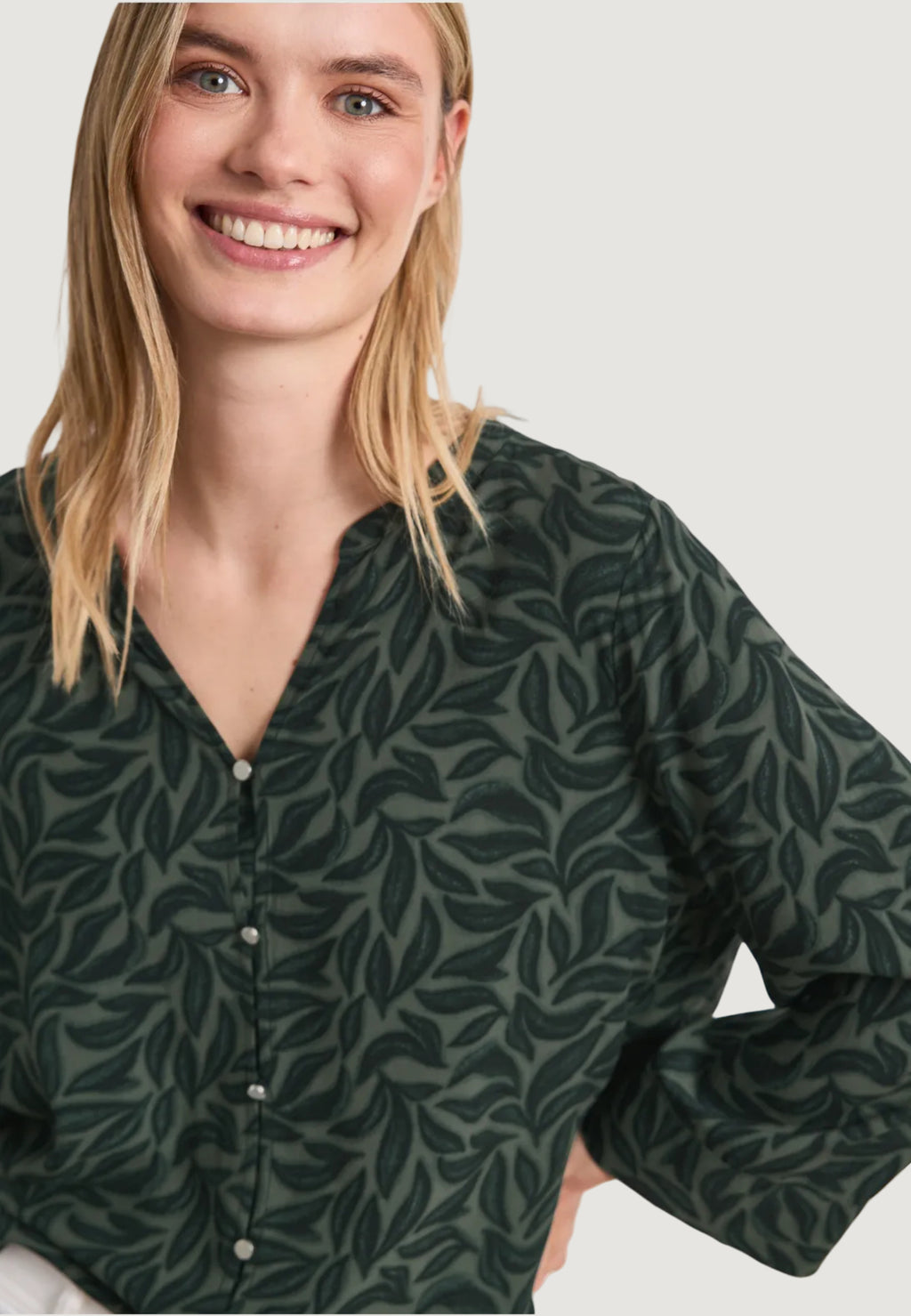 Camicia manica lunga Street One Splitneck w knot detail AOP