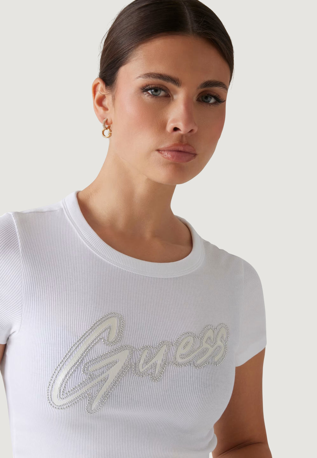 T-shirt Guess SS CN RIB LOGO TEE