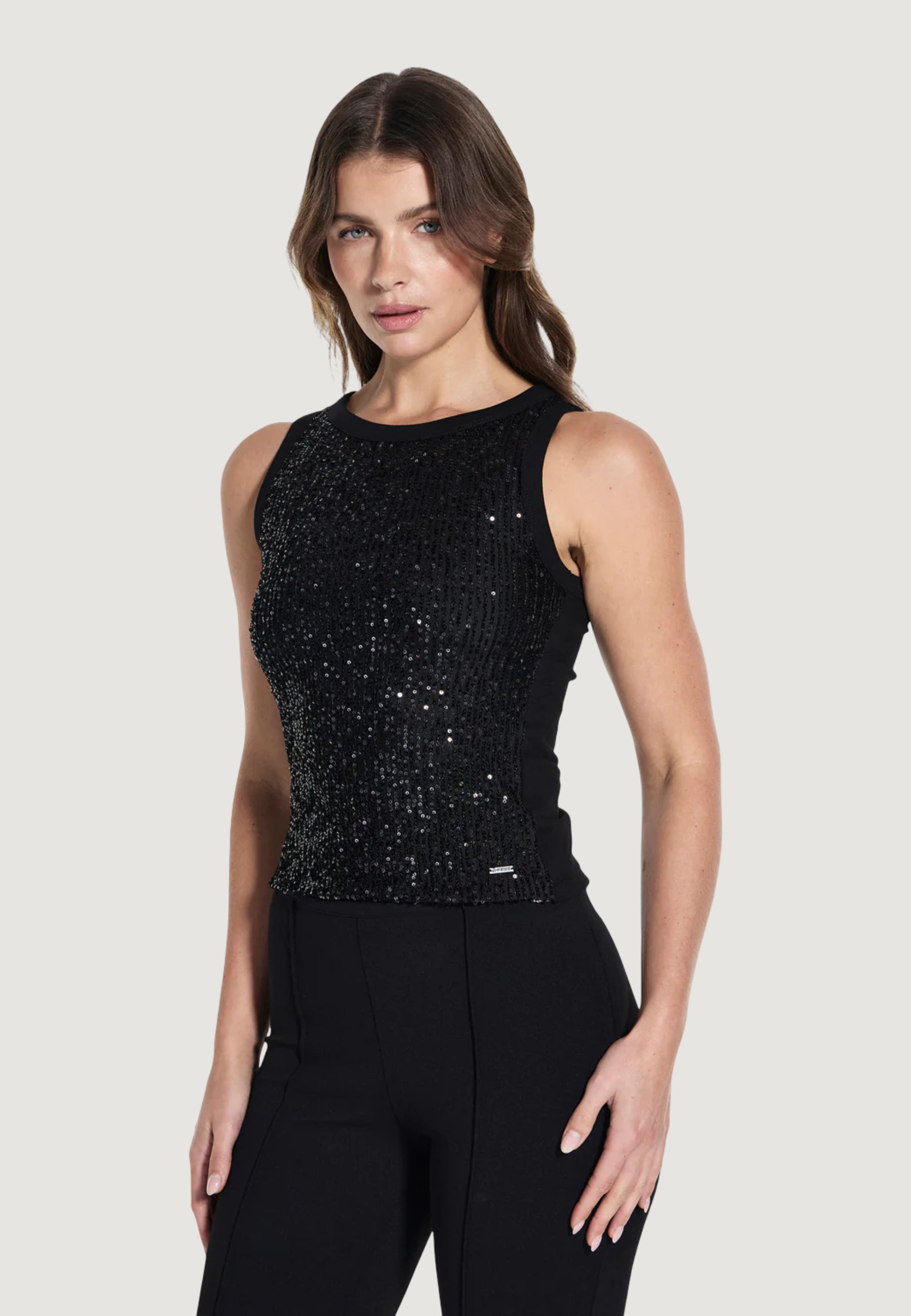 Canotta Guess SL ALEXIA SEQUINS TANK TOP