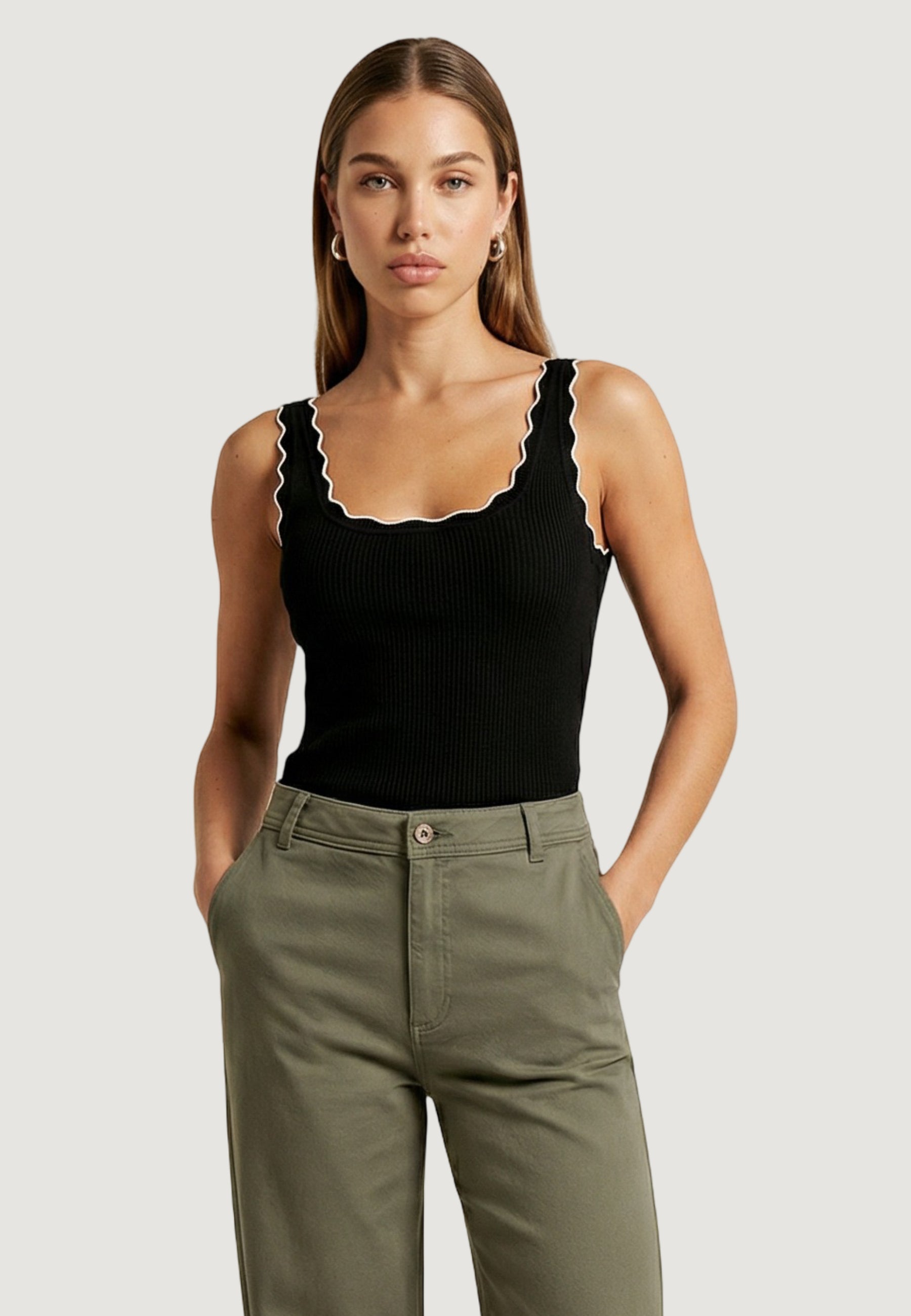 Tank top Jacqueline de Yong JDYNANNA S/L SCALLOP EDGE TOP KNT - 15290585