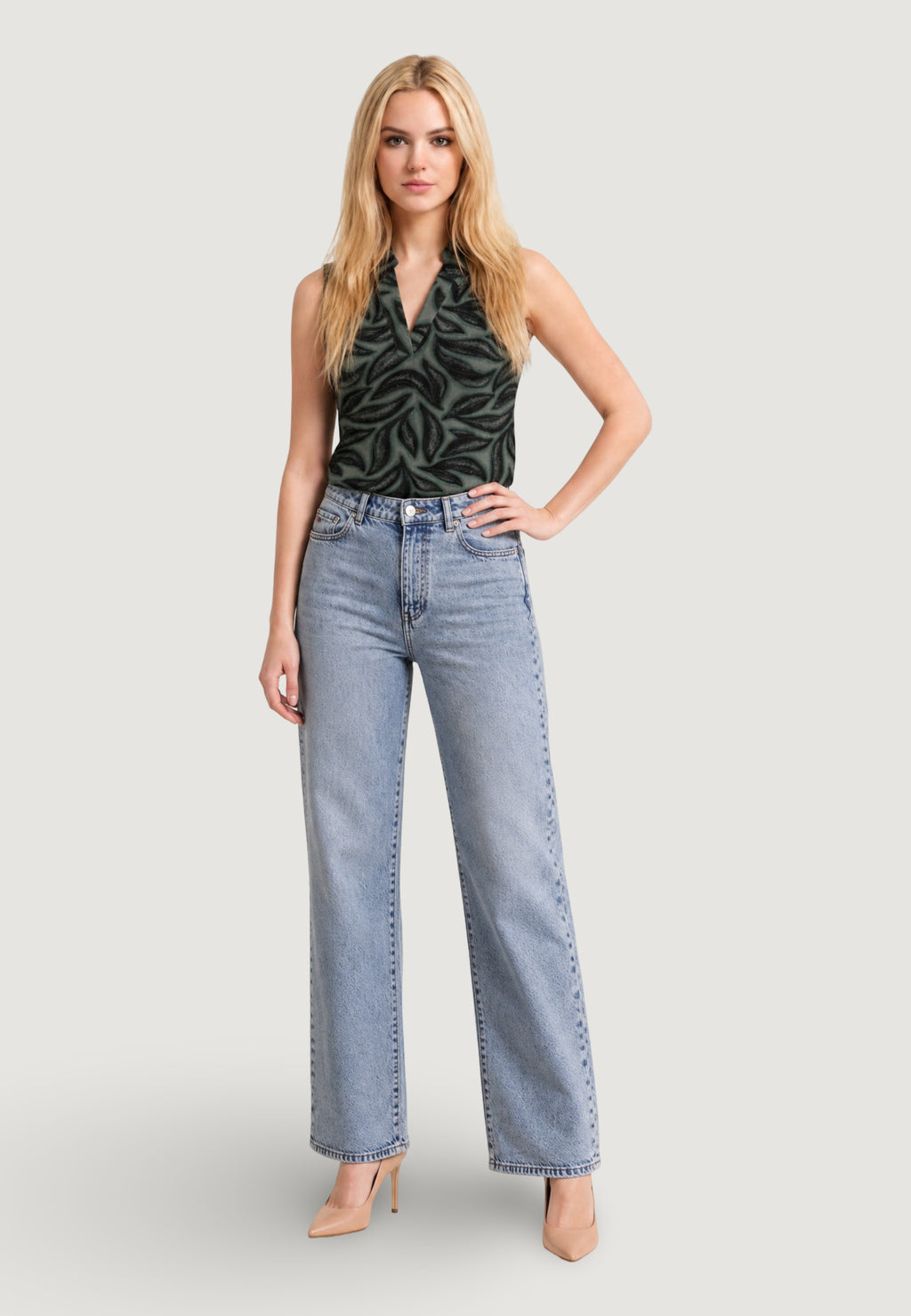 Canotta Street One printed mat-mix top w.collar