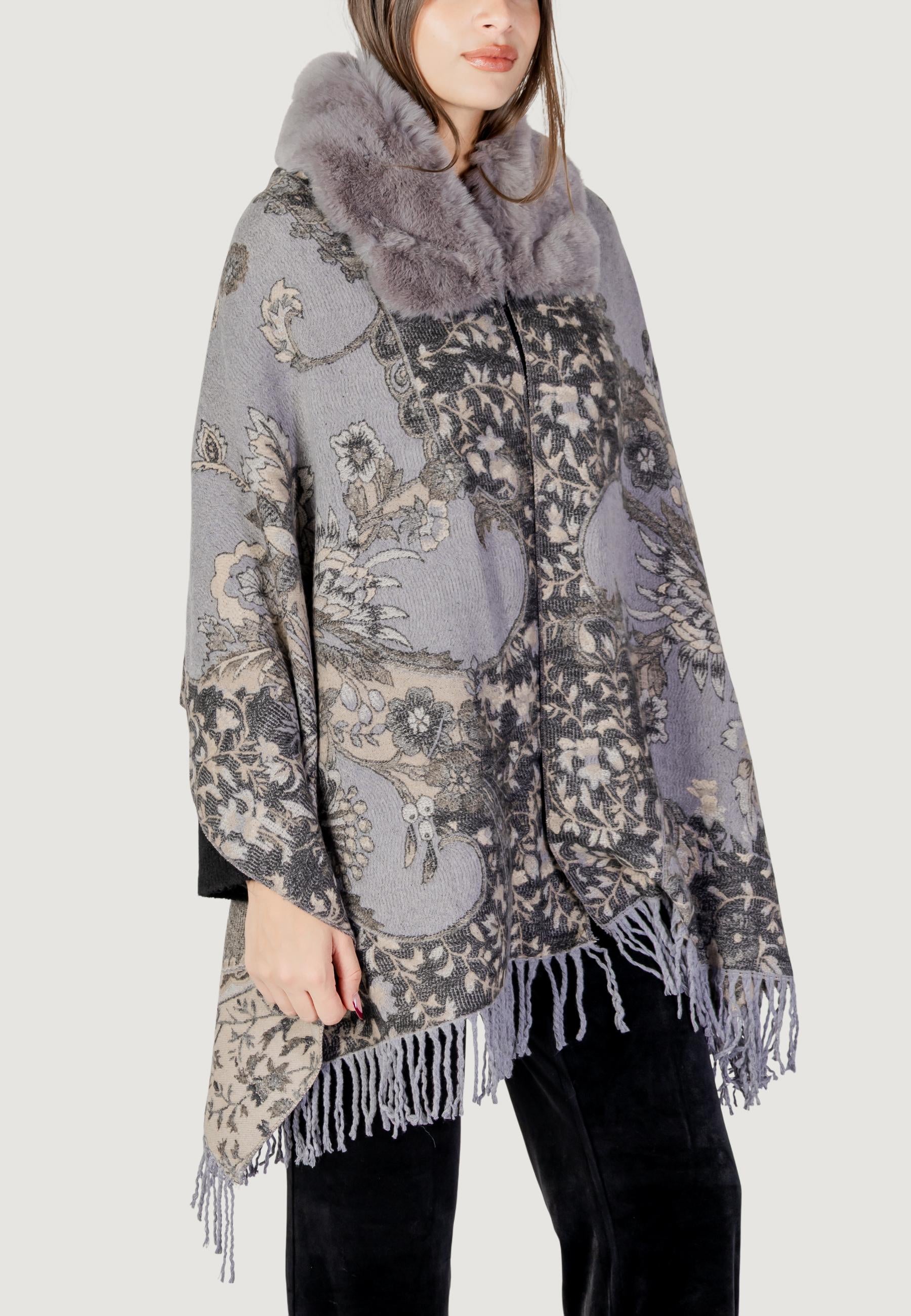 Mantella AYFEE MANTELLA FLOWER CON FRANGE FAKE FUR