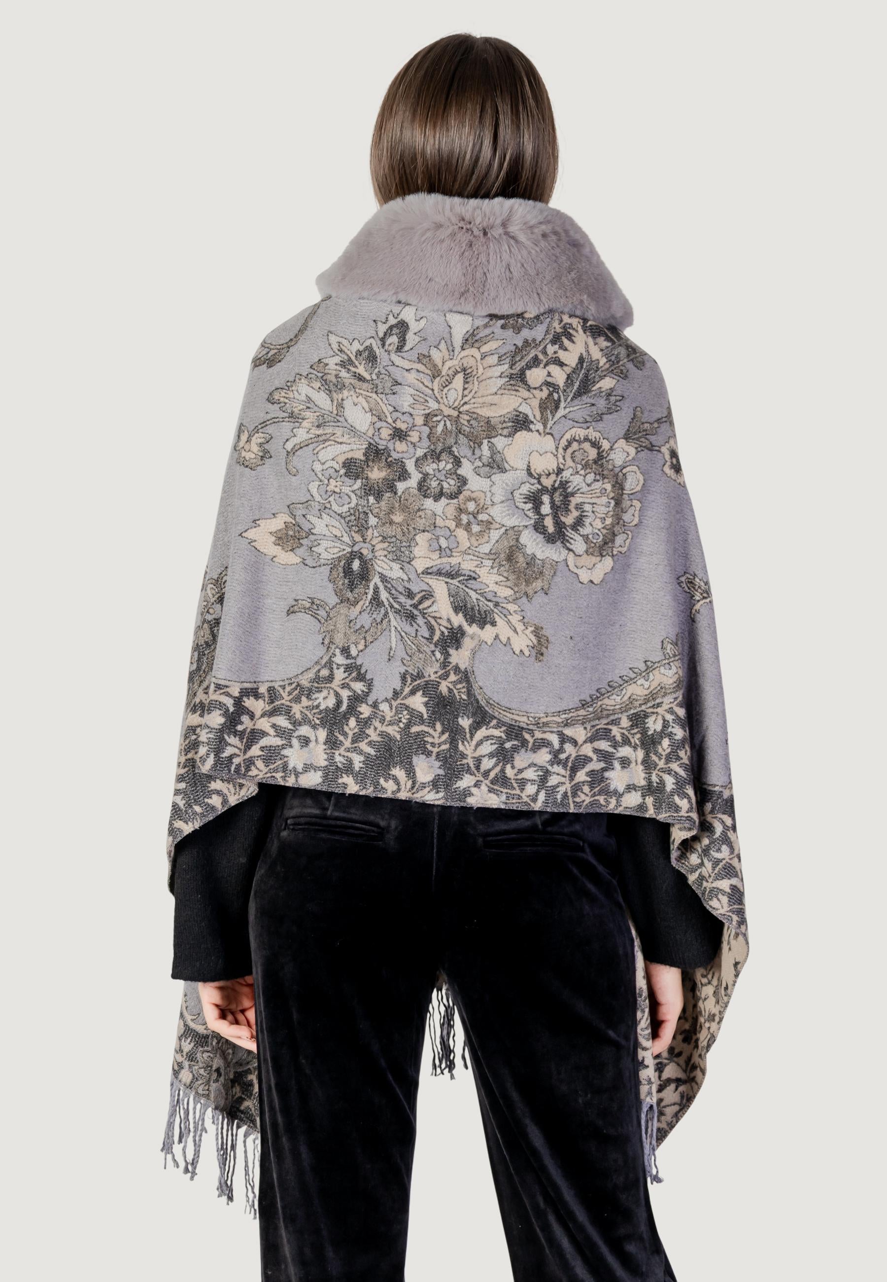 Mantella AYFEE MANTELLA FLOWER CON FRANGE FAKE FUR