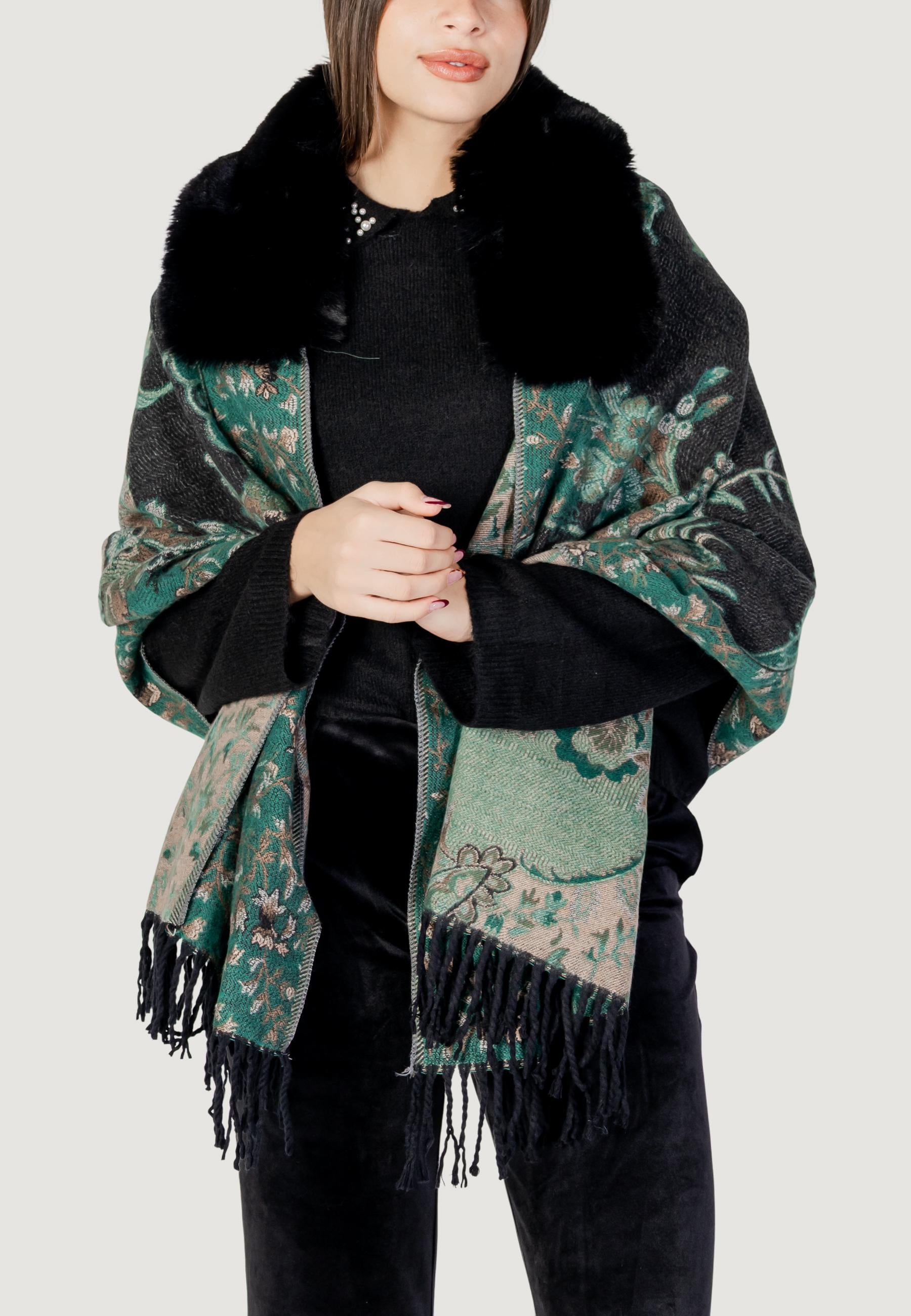 Hood AYFEE MANTELLA FLOWER CON FRANGE FAKE FUR