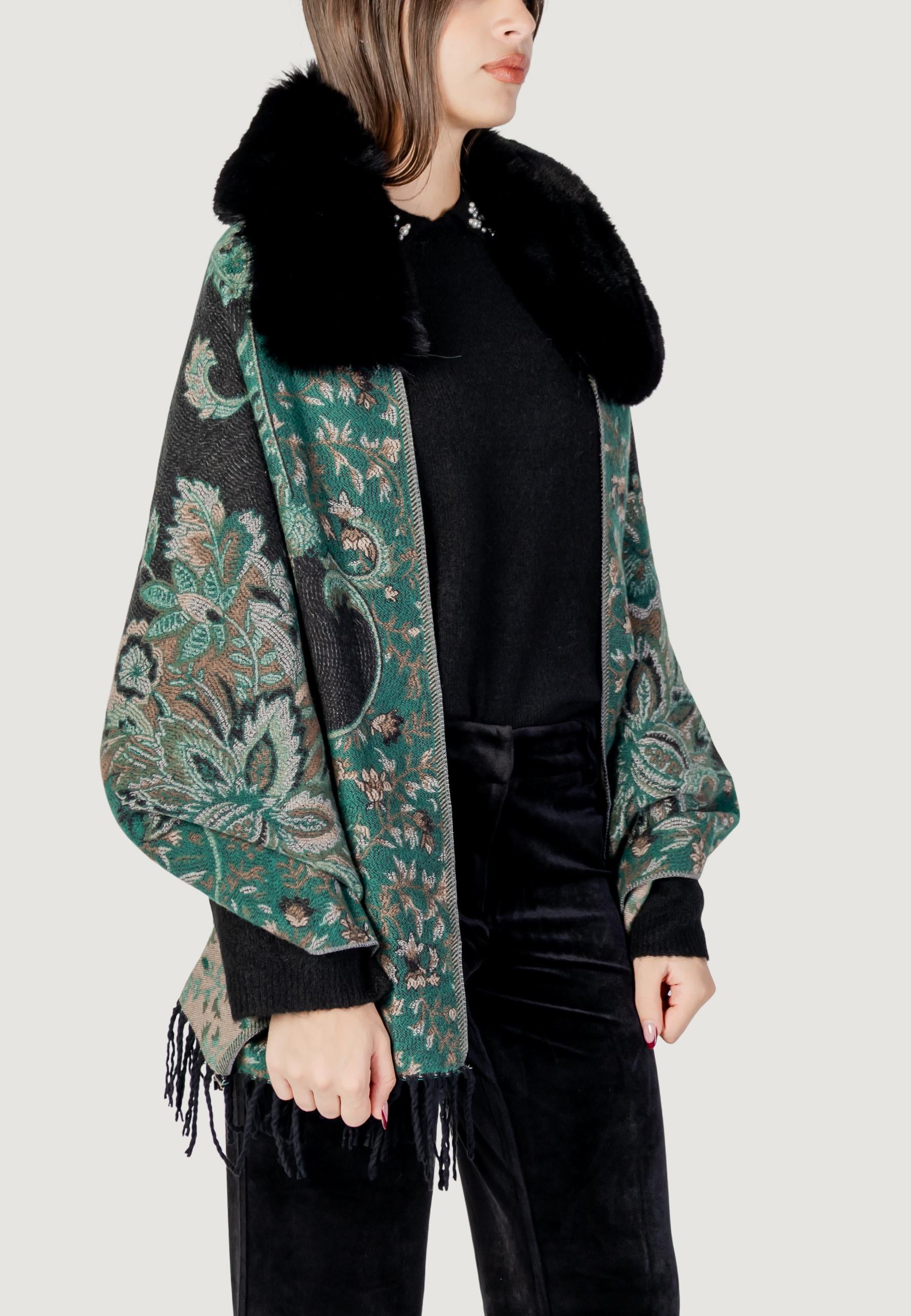 Hood AYFEE MANTELLA FLOWER CON FRANGE FAKE FUR