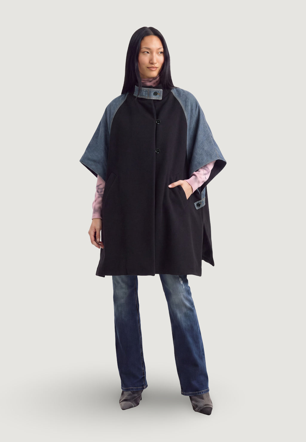 Hood Desigual PONCHO_YUMA DENIM BLU