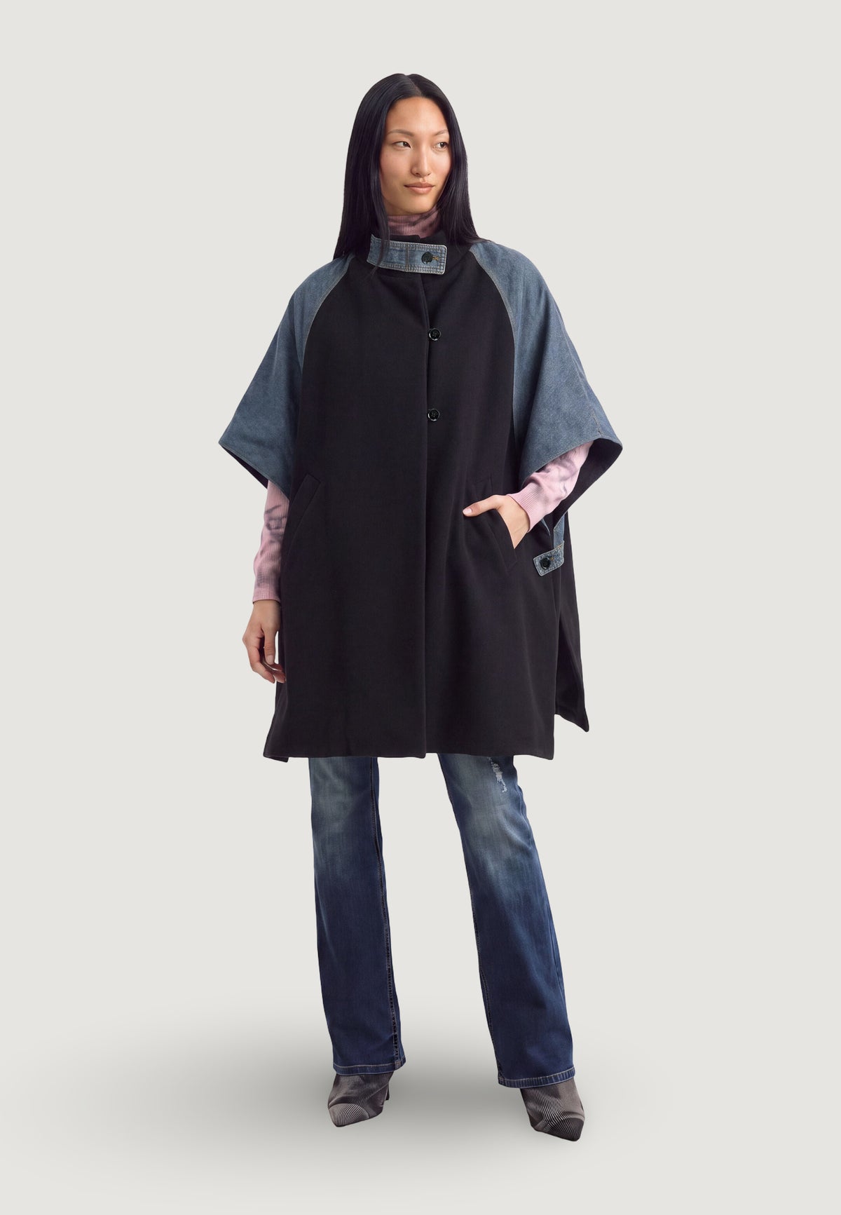 Hood Desigual PONCHO_YUMA DENIM BLU
