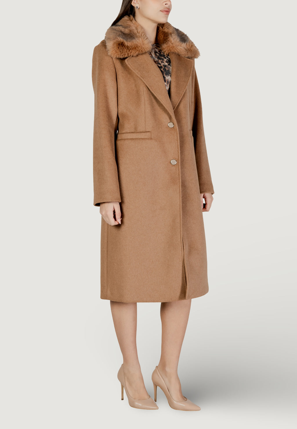 Coat Guess KAROLE FUR COLLAR COAT