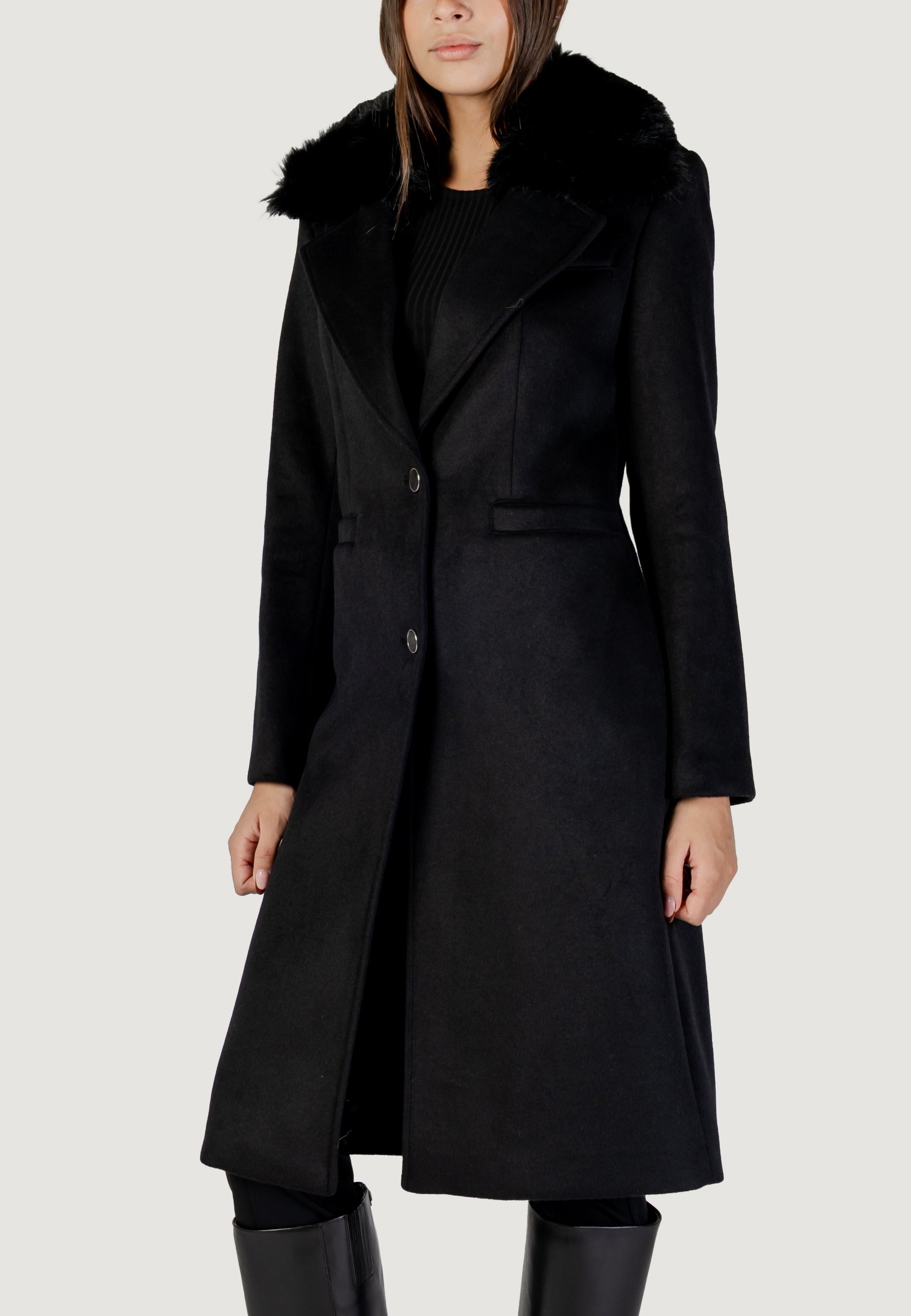 Coat Guess KAROLE FUR COLLAR COAT