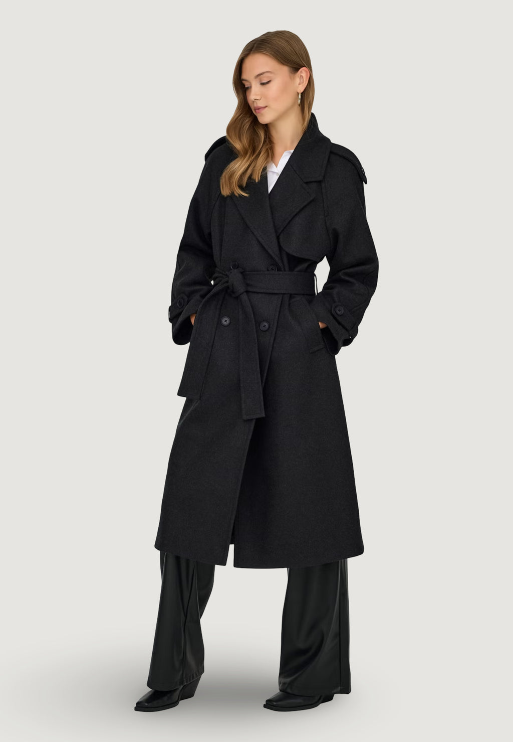 Coat Only ONLDEAR-TRILLION LONG BELT COAT PNT NOOS