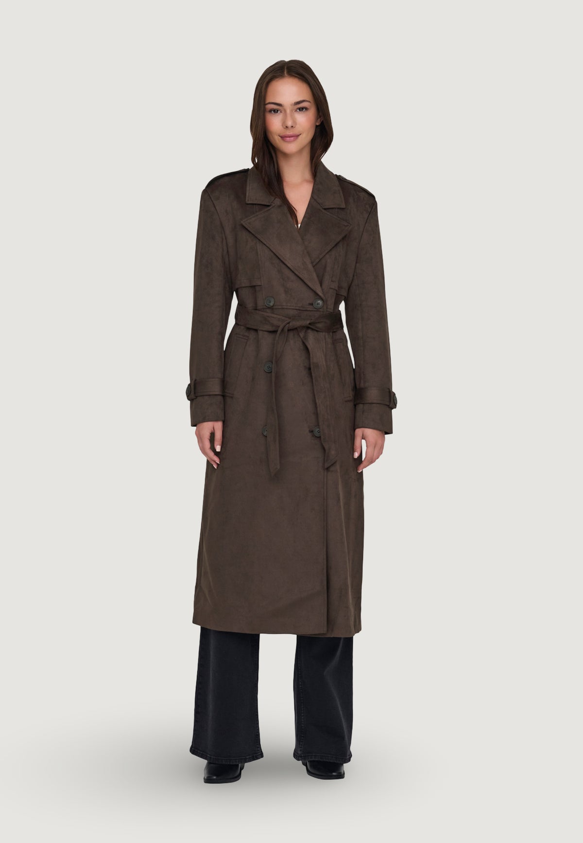 Coat Only ONLINA LONG FAUX SUEDE TRENCHCOAT PNT