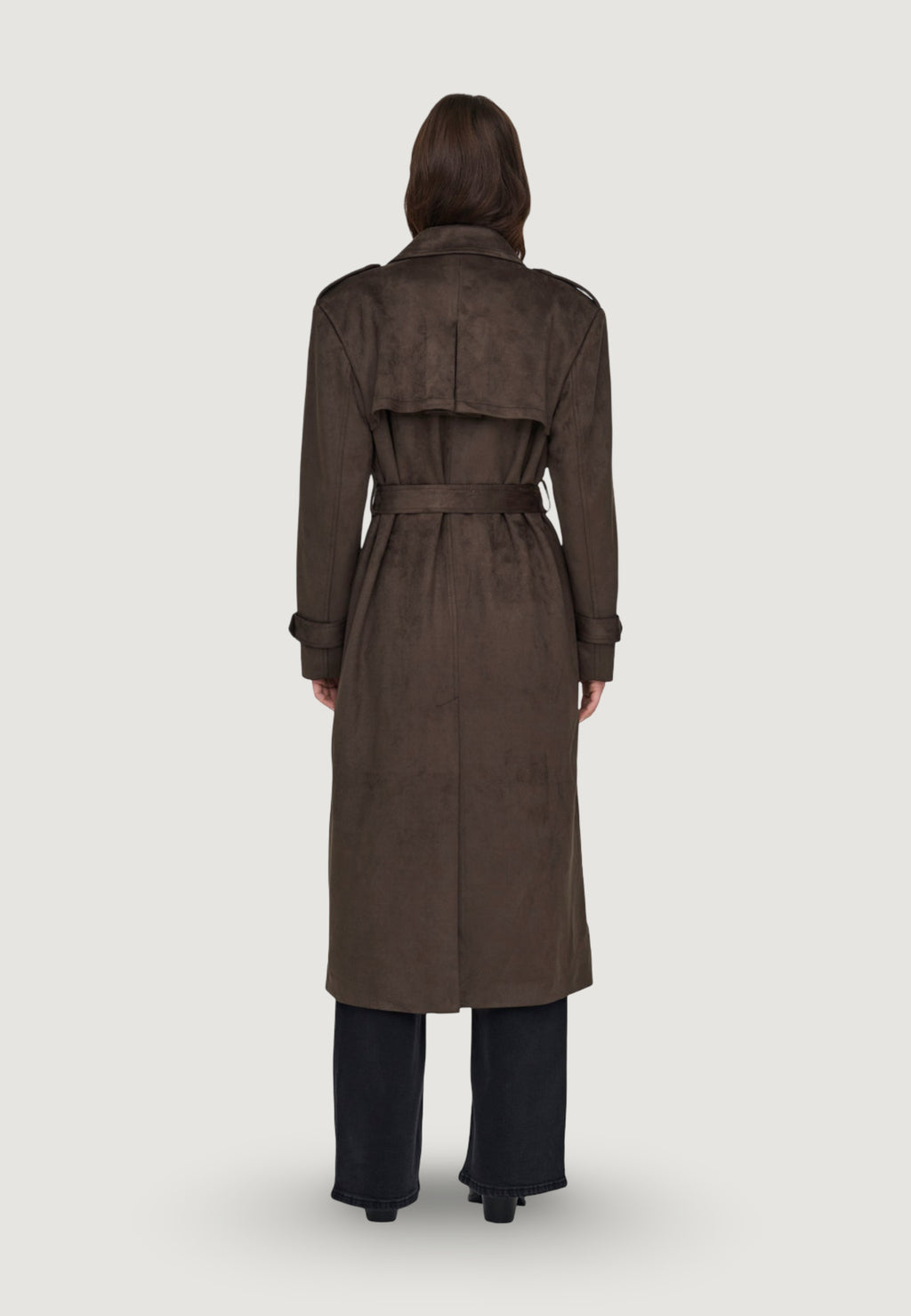 Coat Only ONLINA LONG FAUX SUEDE TRENCHCOAT PNT