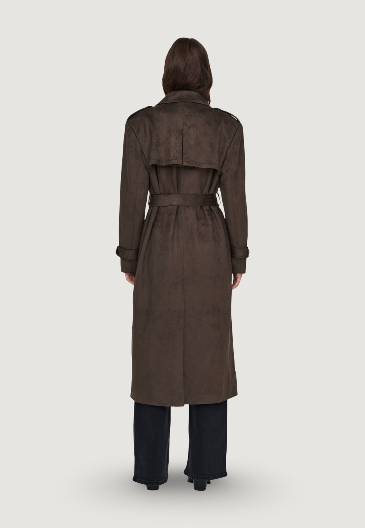 Coat Only ONLINA LONG FAUX SUEDE TRENCHCOAT PNT