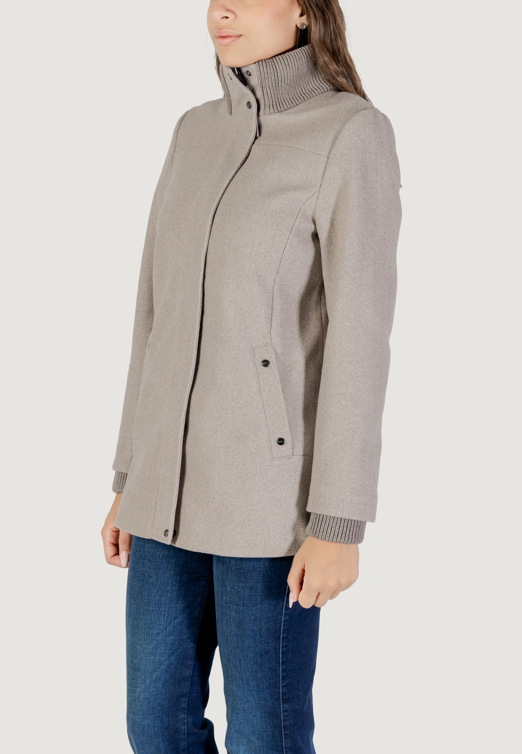 Cappotto Street One Short Coat W. Knit Details