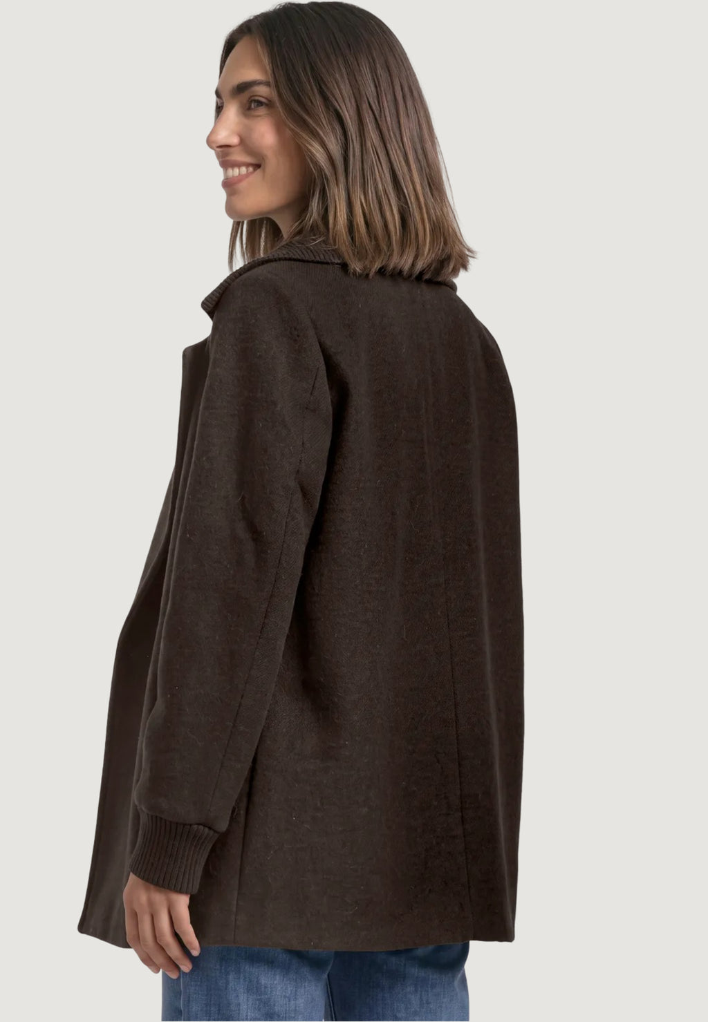 Coat Street One LTD QR Wool Coat w. Knitted Stand Up