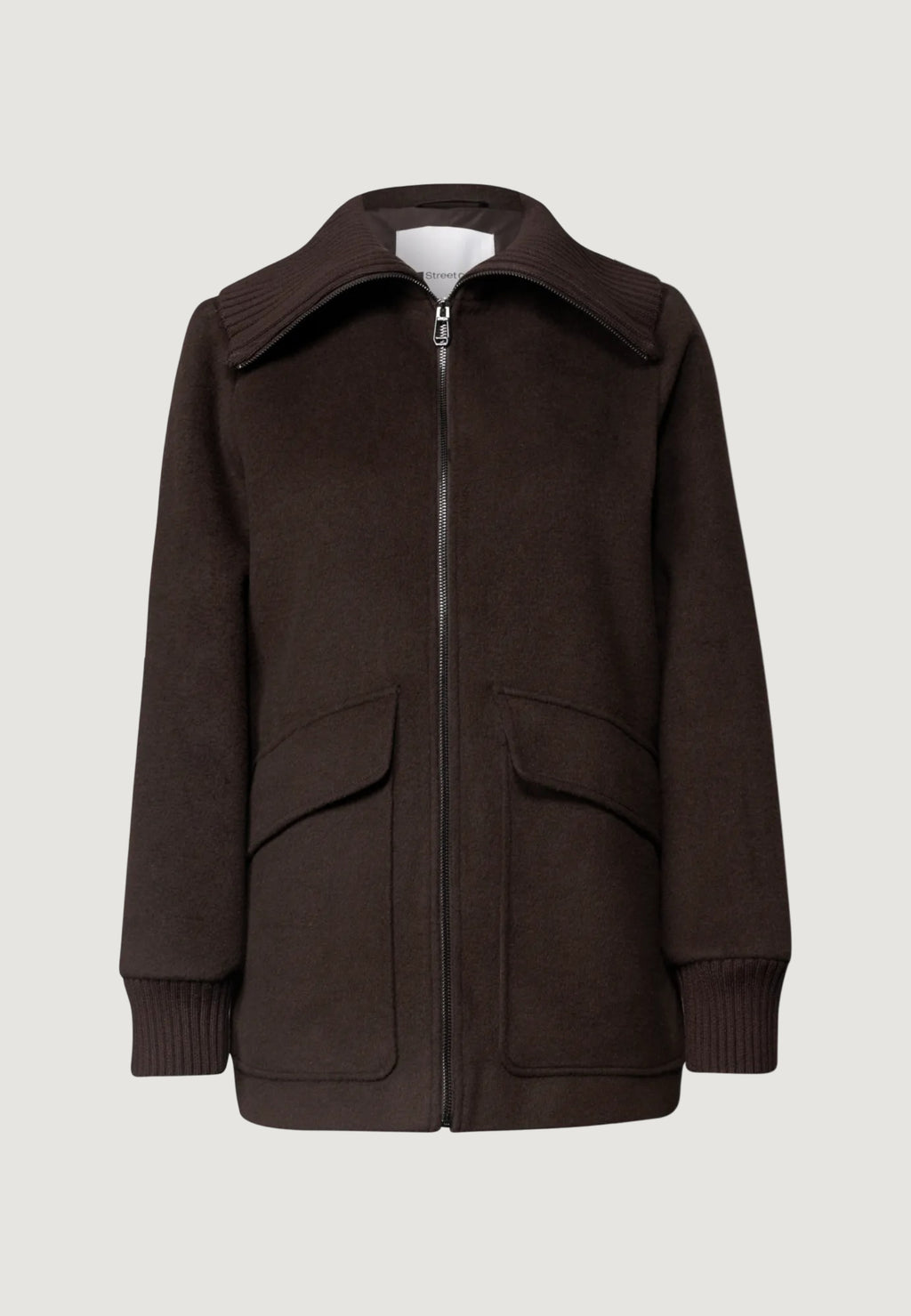 Coat Street One LTD QR Wool Coat w. Knitted Stand Up