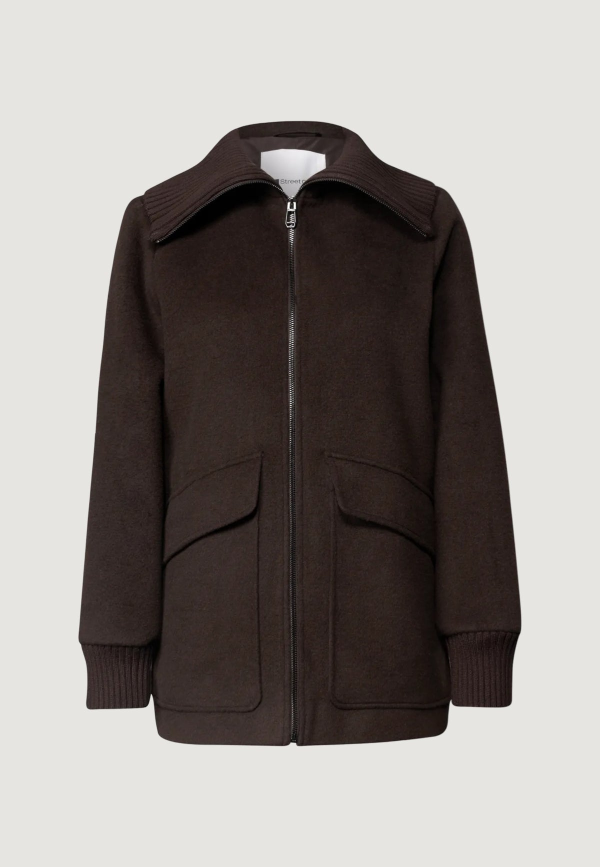 Coat Street One LTD QR Wool Coat w. Knitted Stand Up