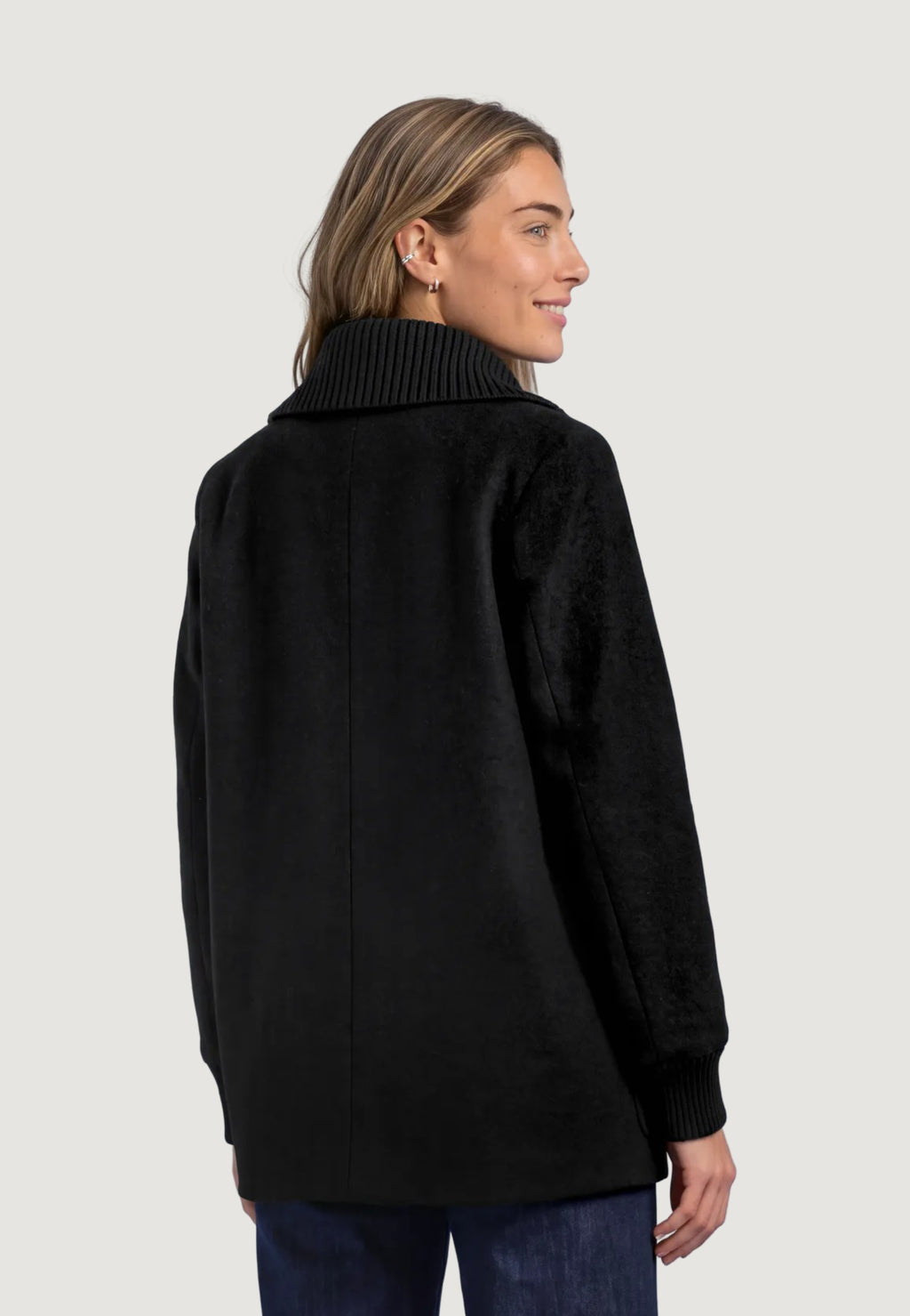 Coat Street One LTD QR Wool Coat w. Knitted Stand Up