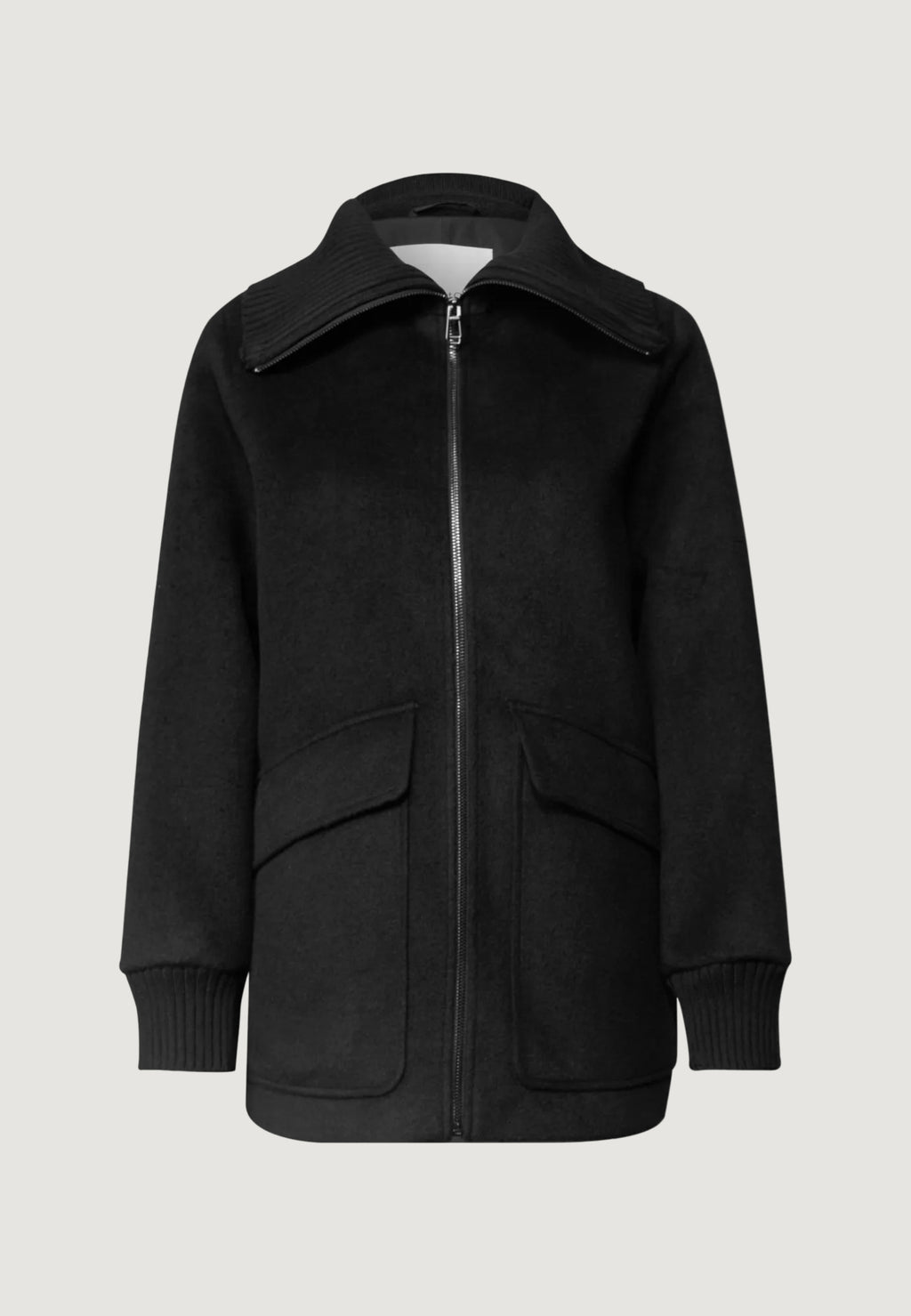 Coat Street One LTD QR Wool Coat w. Knitted Stand Up