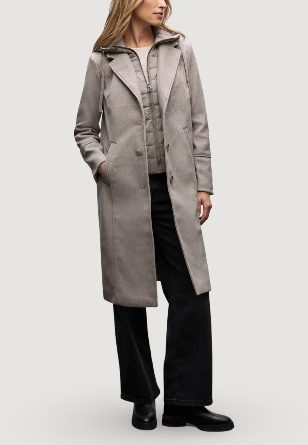 Coat Street One Long Revers Coat w. RemovablePadded Insert