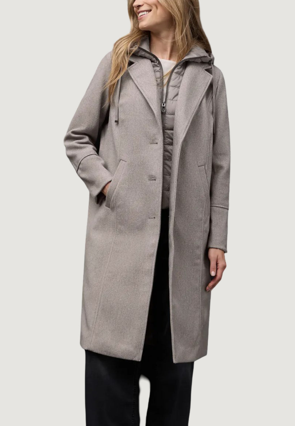 Coat Street One Long Revers Coat w. RemovablePadded Insert