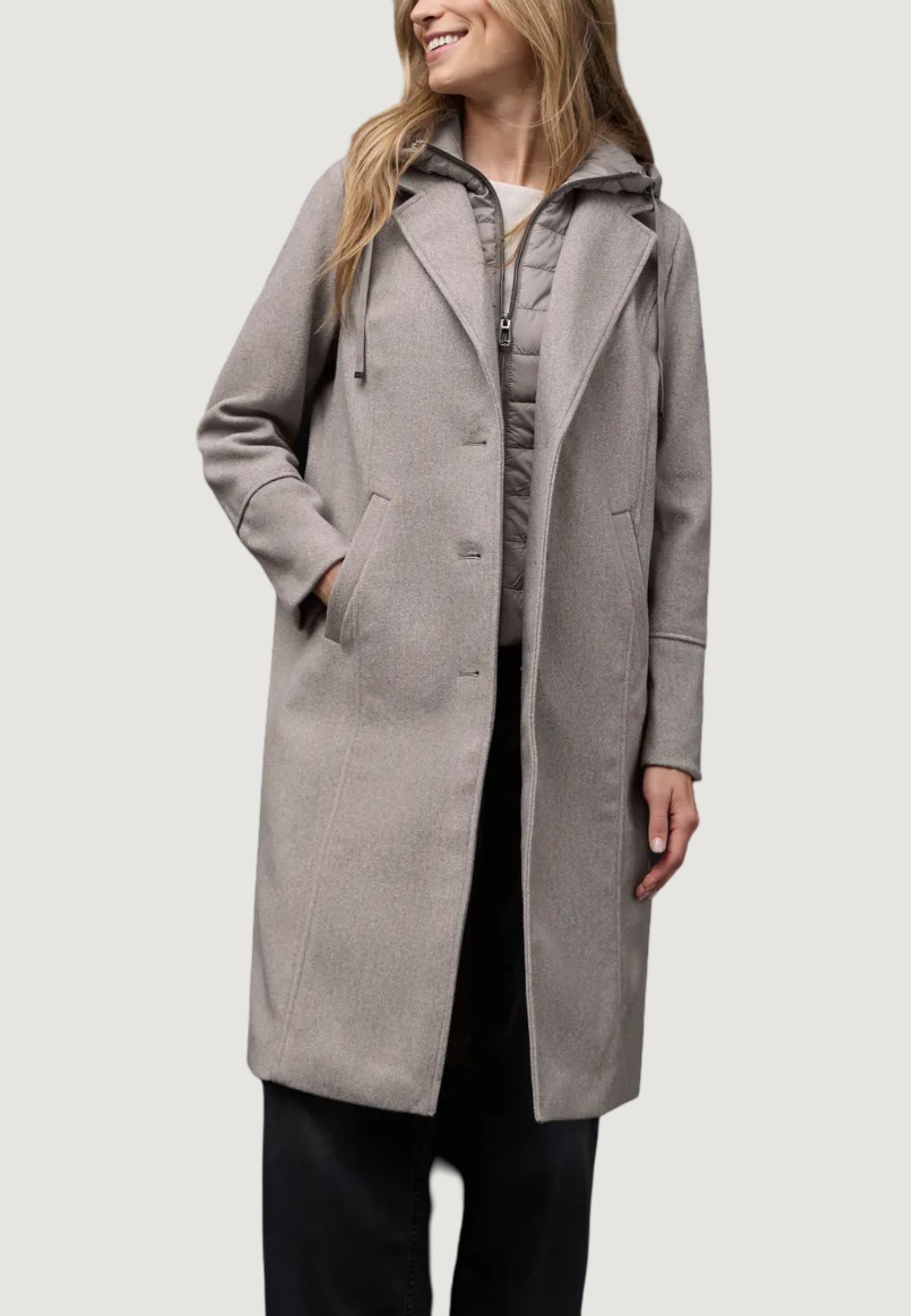 Coat Street One Long Revers Coat w. RemovablePadded Insert