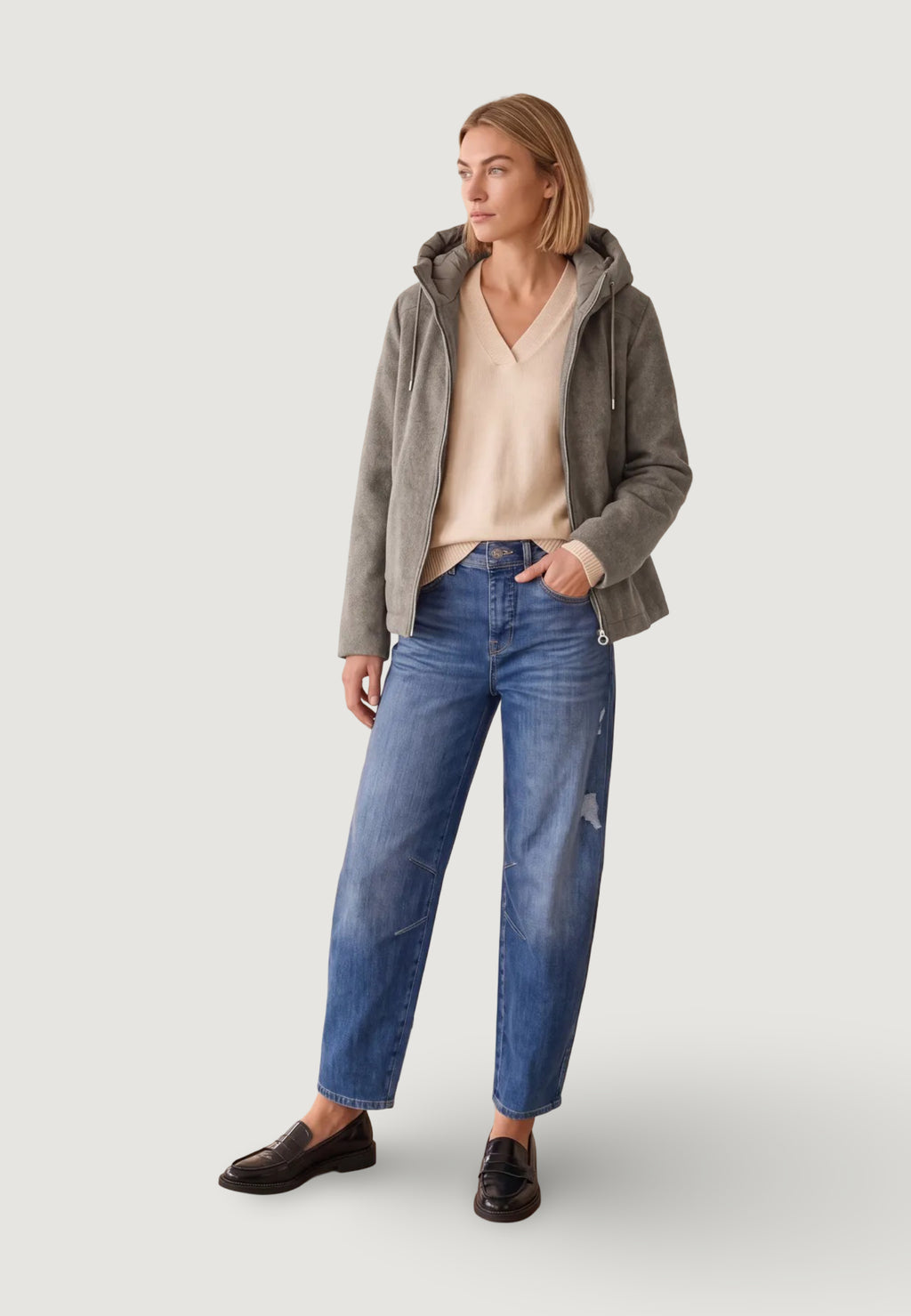 Cappotto Street One Wool Mat Mix Coat w. RemovableHoody