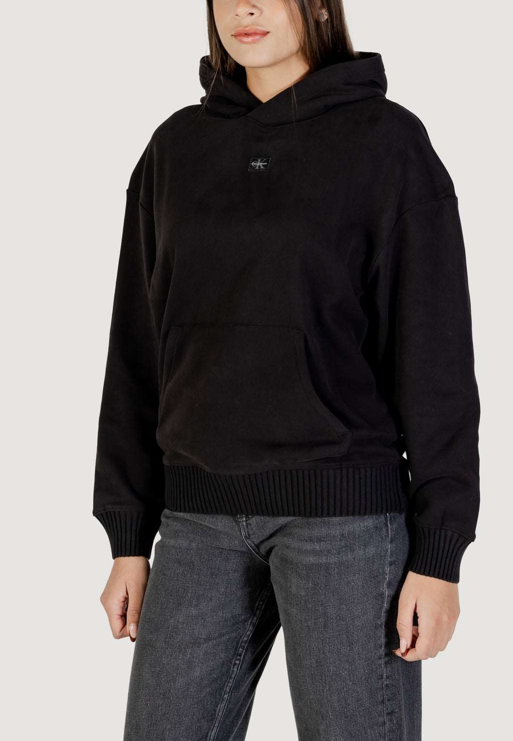 Felpa con cappuccio Calvin Klein Jeans WOVEN LABEL PEACHED