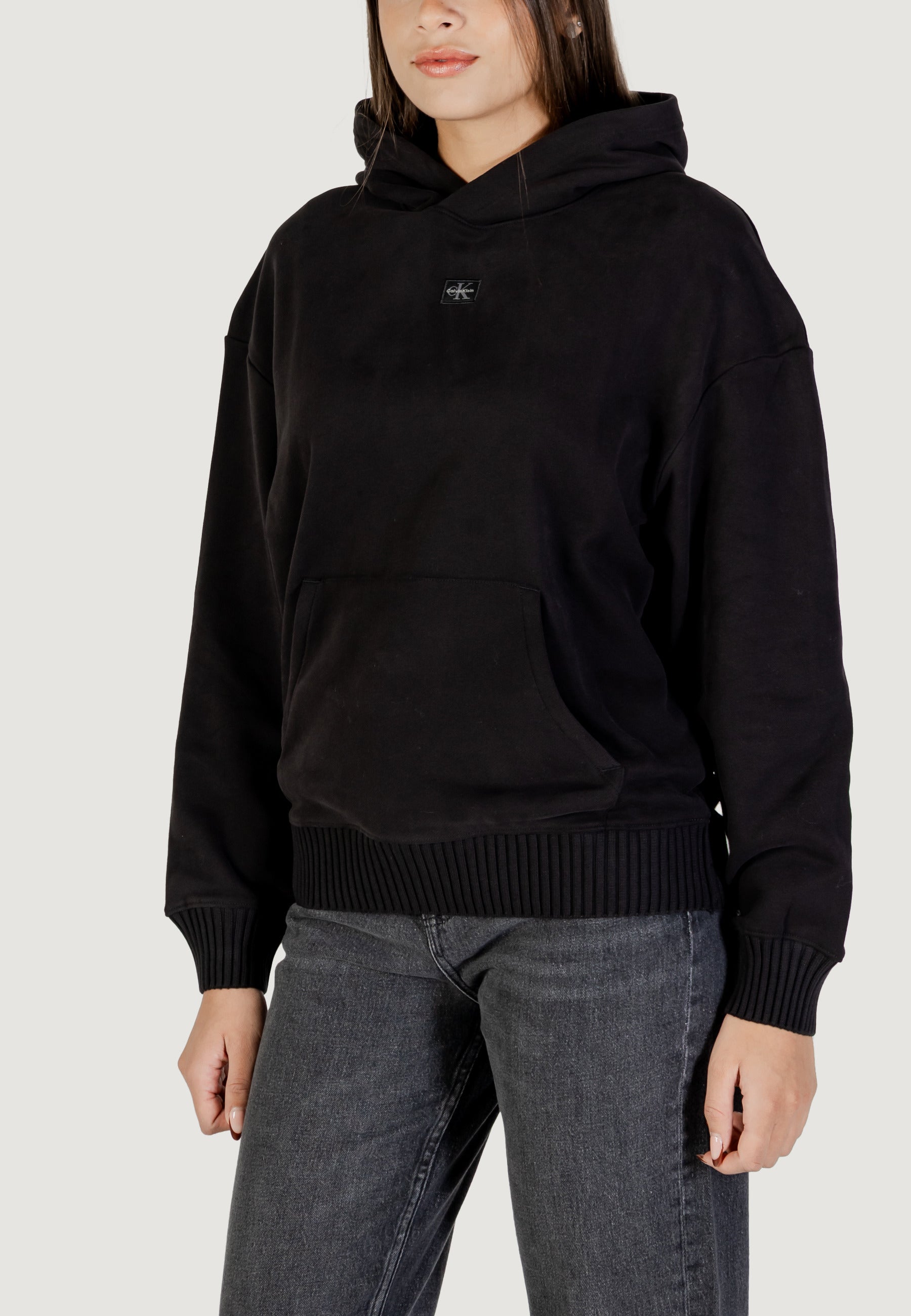Felpa con cappuccio Calvin Klein Jeans WOVEN LABEL PEACHED