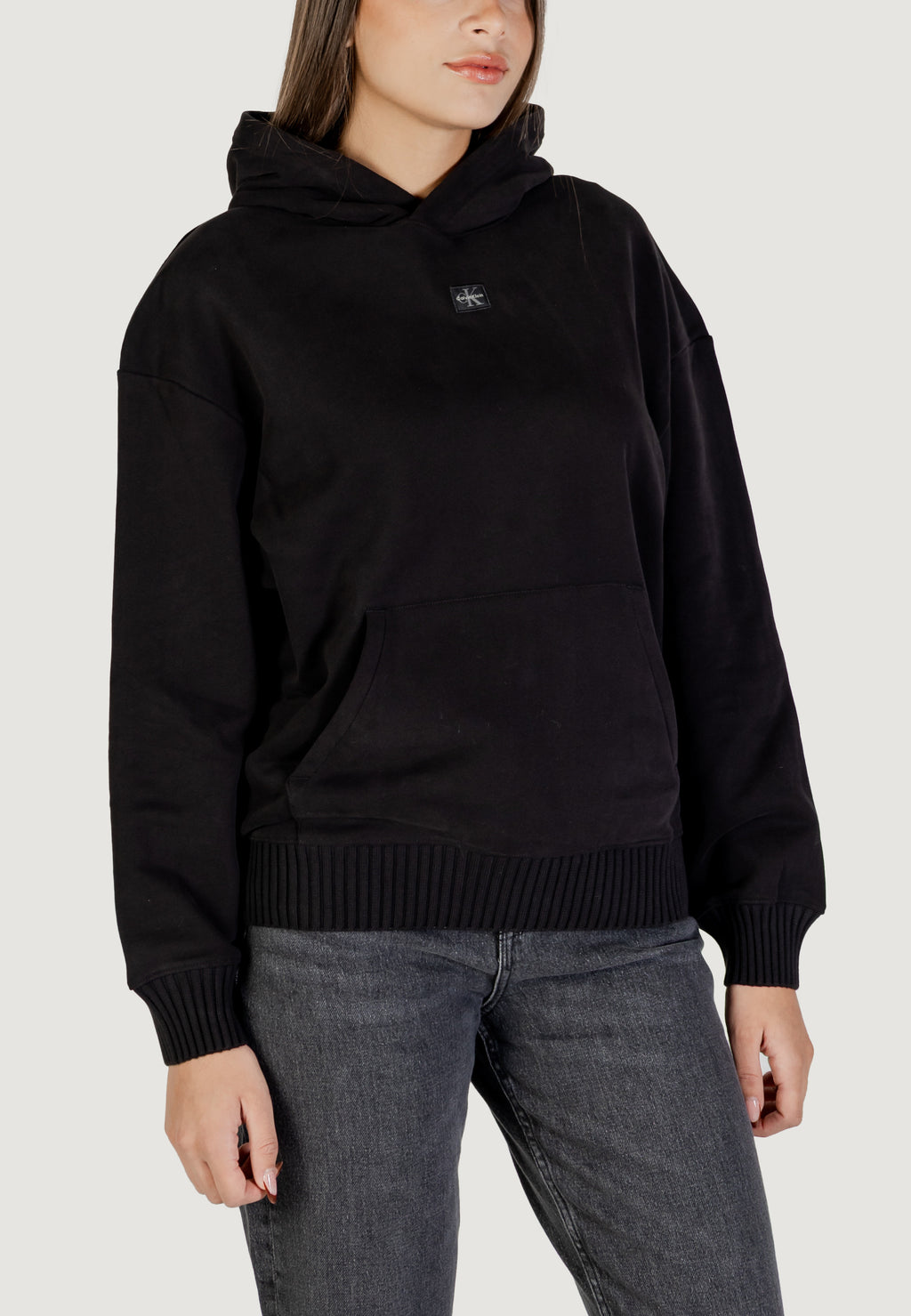 Felpa con cappuccio Calvin Klein Jeans WOVEN LABEL PEACHED