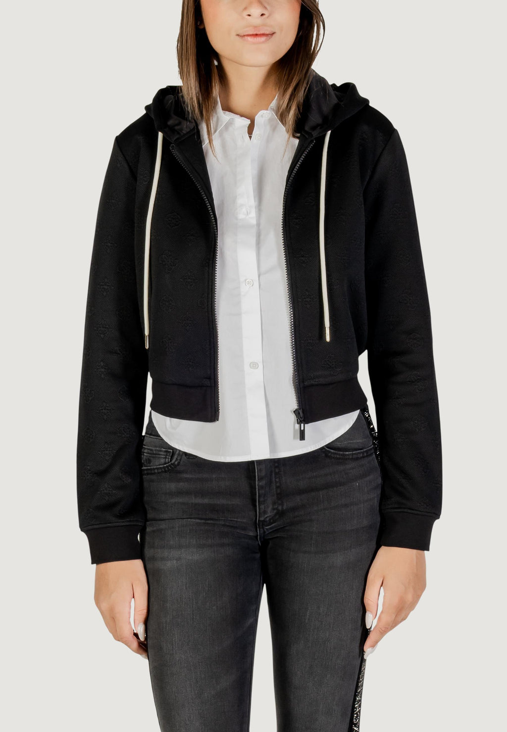 Felpa con cappuccio Guess Active 3D PEONY ZIPPER HOODIE JACKET