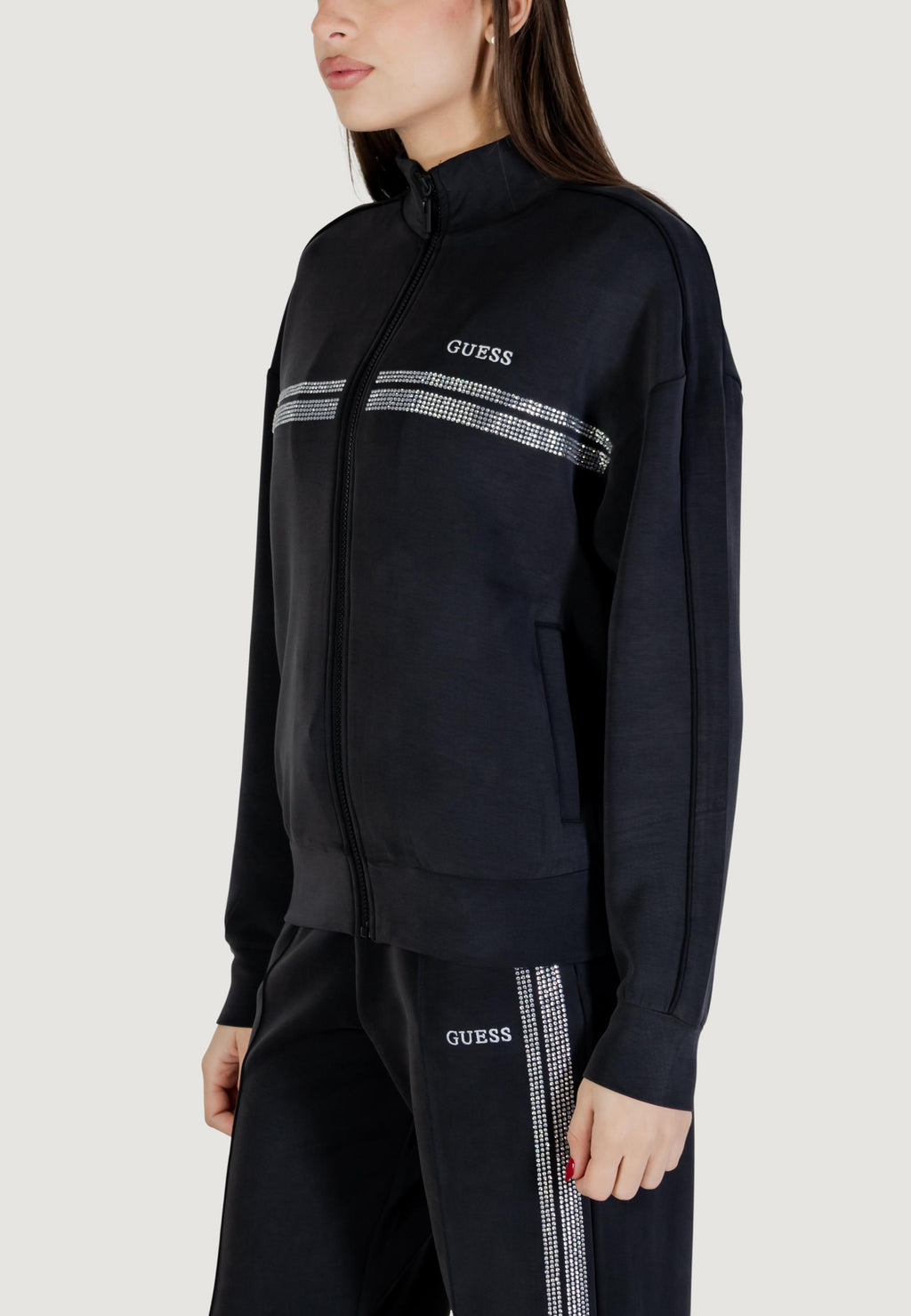 Felpa con cappuccio Guess Active BERTHE HIGH NECK FULL-ZIP SWEA