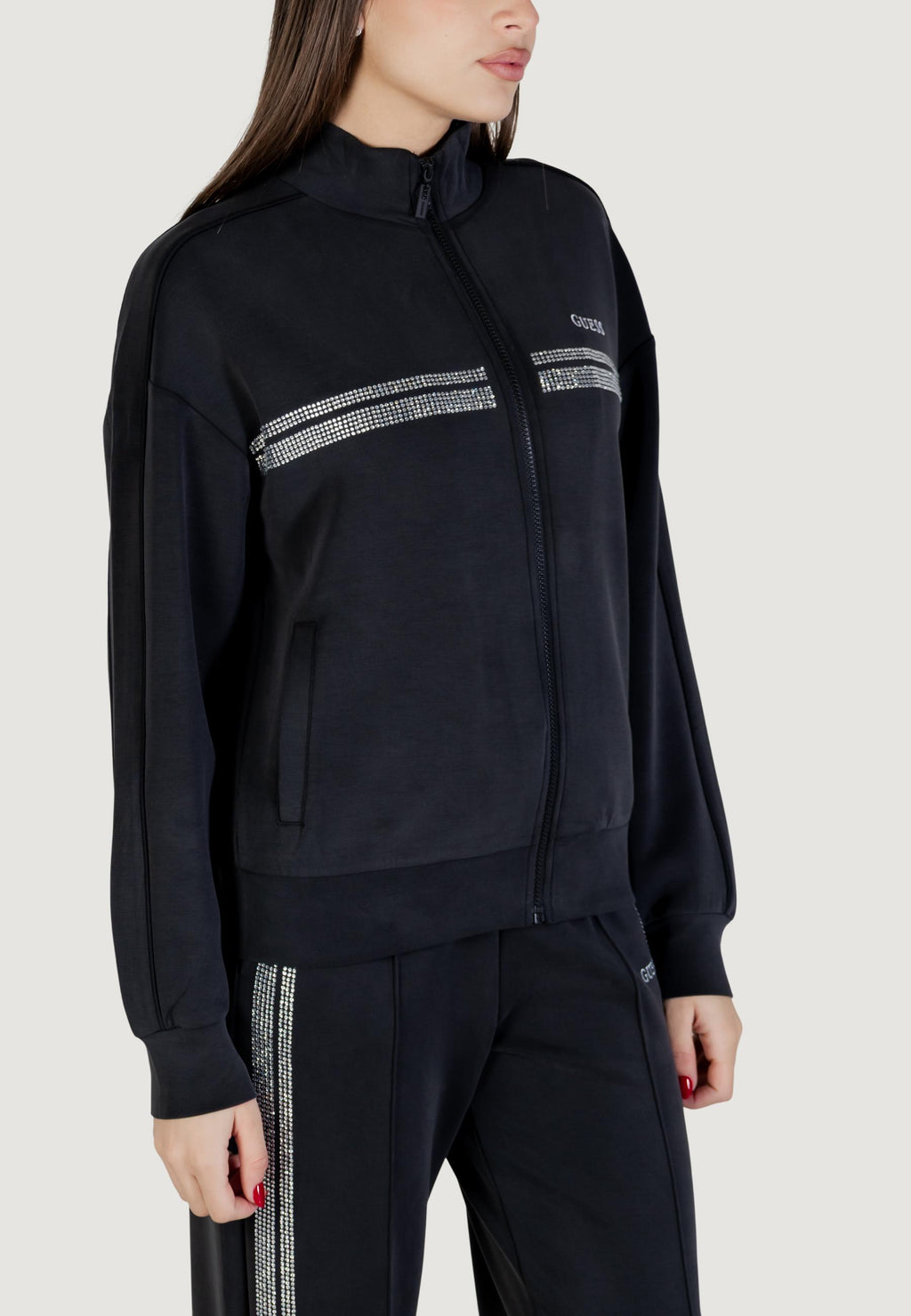 Felpa con cappuccio Guess Active BERTHE HIGH NECK FULL-ZIP SWEA