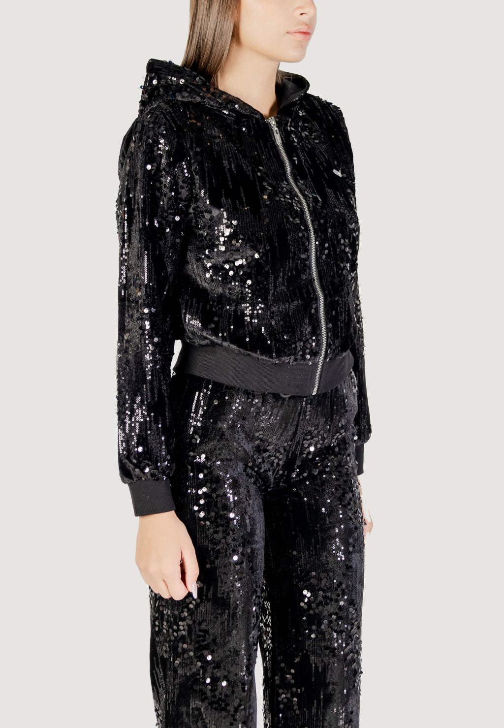 Felpa con cappuccio Guess Active SEQUINS FULL-ZIP HOODIE
