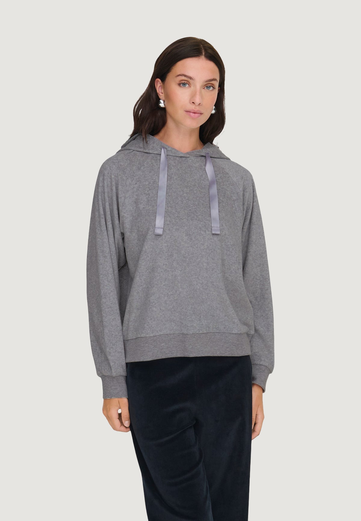 Felpa con cappuccio Jacqueline de Yong JDYVIDA L/S VELVET HOODIE TOP JRS DIA