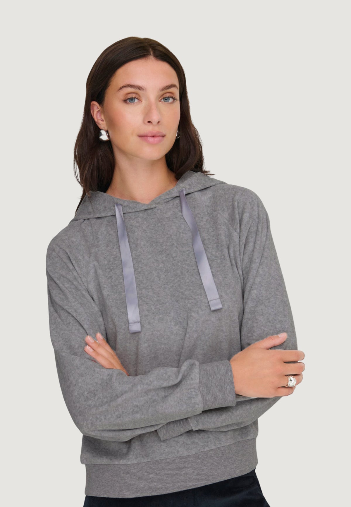 Felpa con cappuccio Jacqueline de Yong JDYVIDA L/S VELVET HOODIE TOP JRS DIA