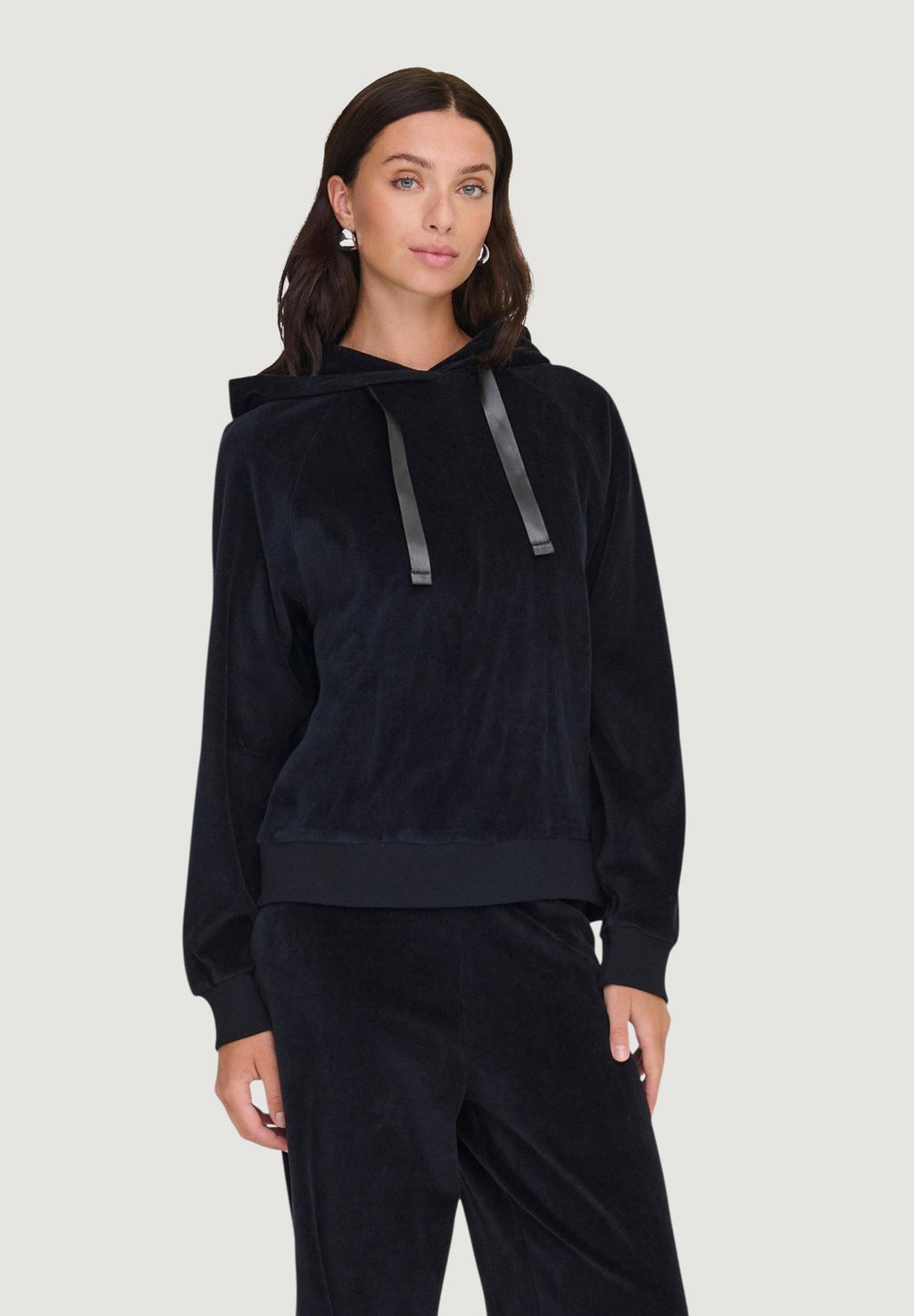 Felpa con cappuccio Jacqueline de Yong JDYVIDA L/S VELVET HOODIE TOP JRS DIA