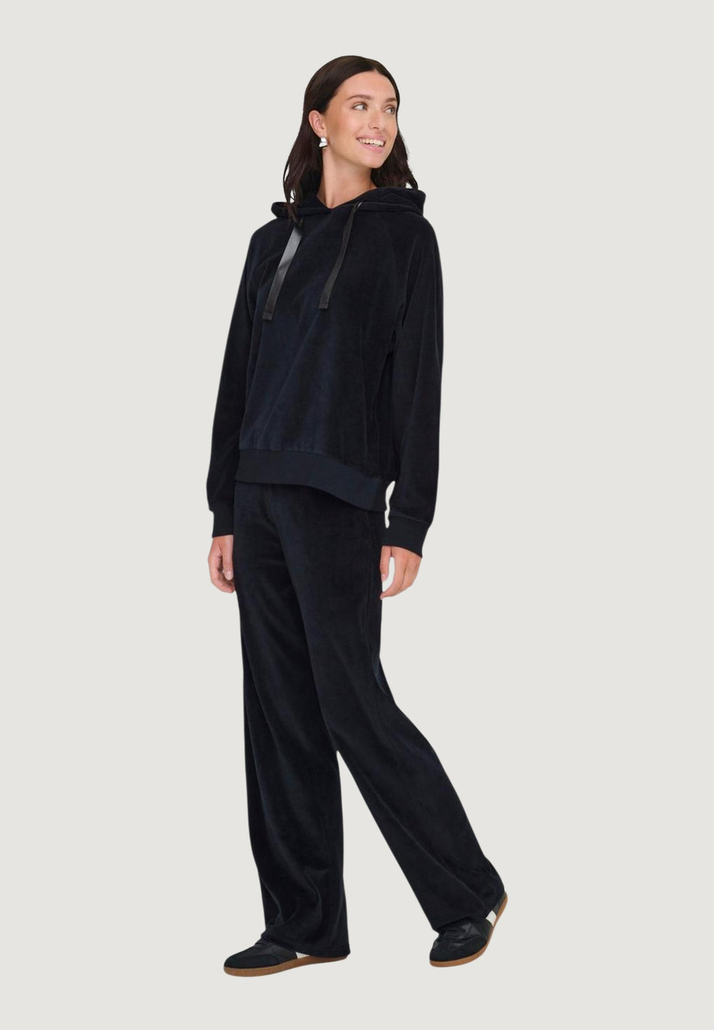 Felpa con cappuccio Jacqueline de Yong JDYVIDA L/S VELVET HOODIE TOP JRS DIA