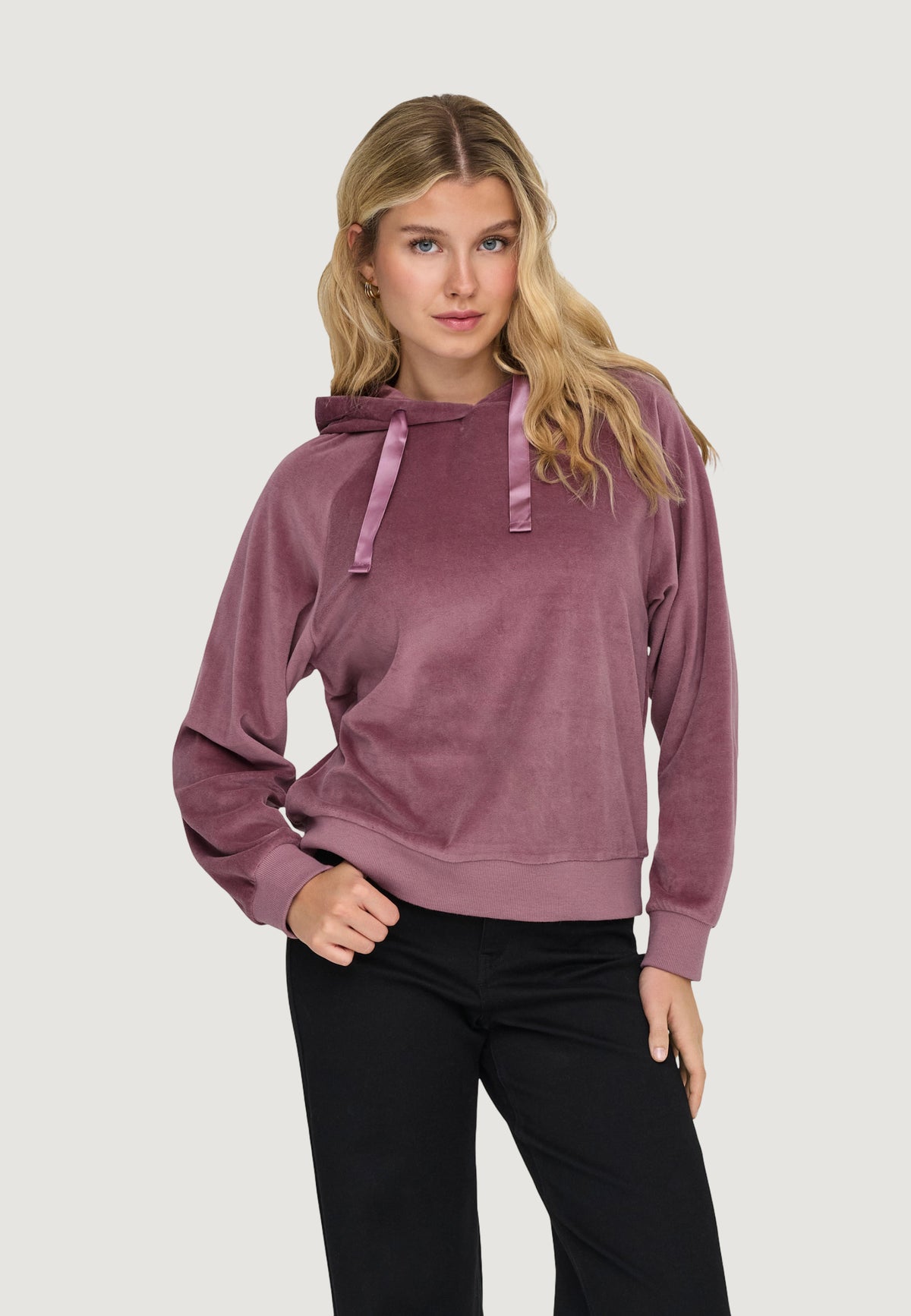 Hoodie Jacqueline de Yong JDYVIDA L/S VELVET HOODIE TOP JRS DIA