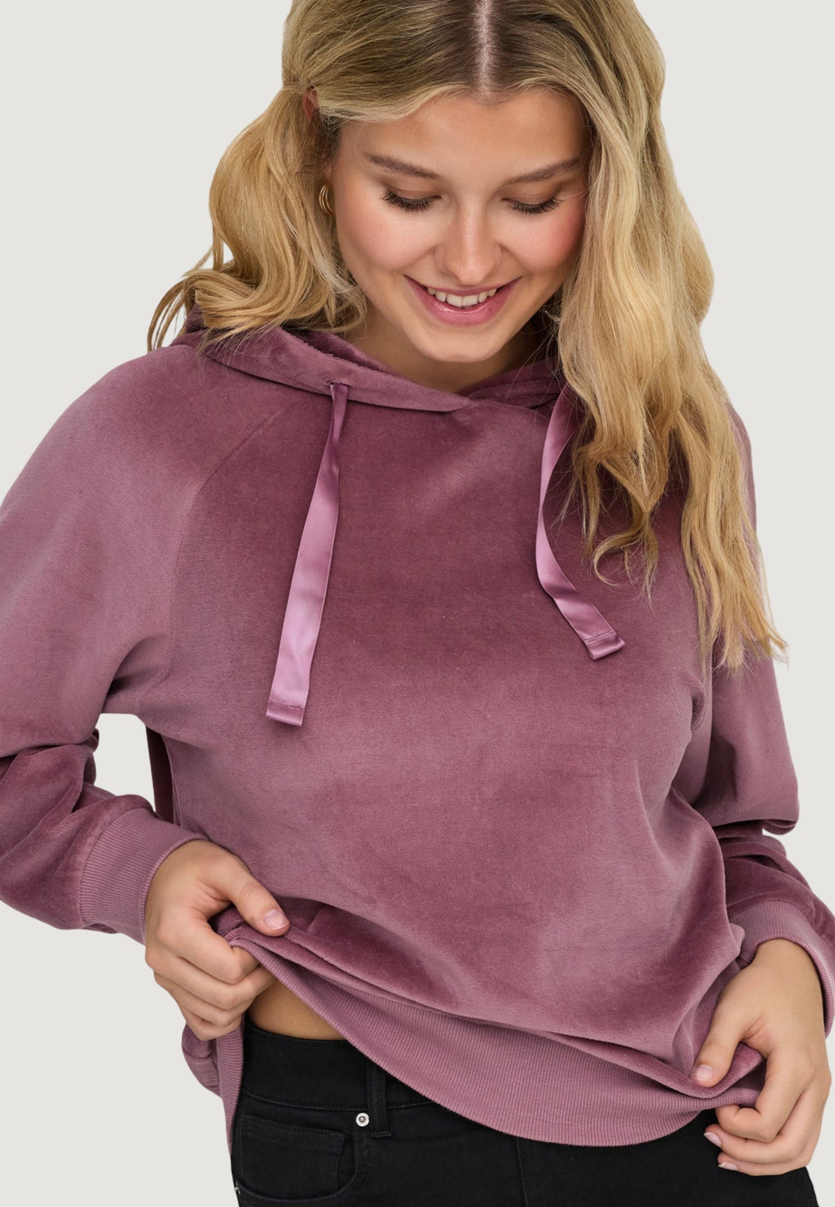 Hoodie Jacqueline de Yong JDYVIDA L/S VELVET HOODIE TOP JRS DIA