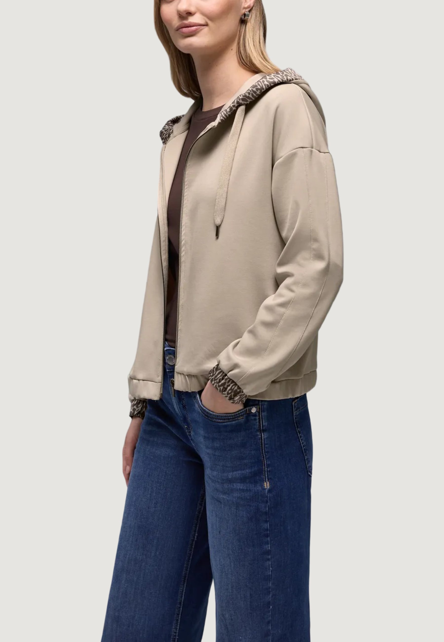 Felpa con cappuccio Street One silk look hoody jacket w.printed details