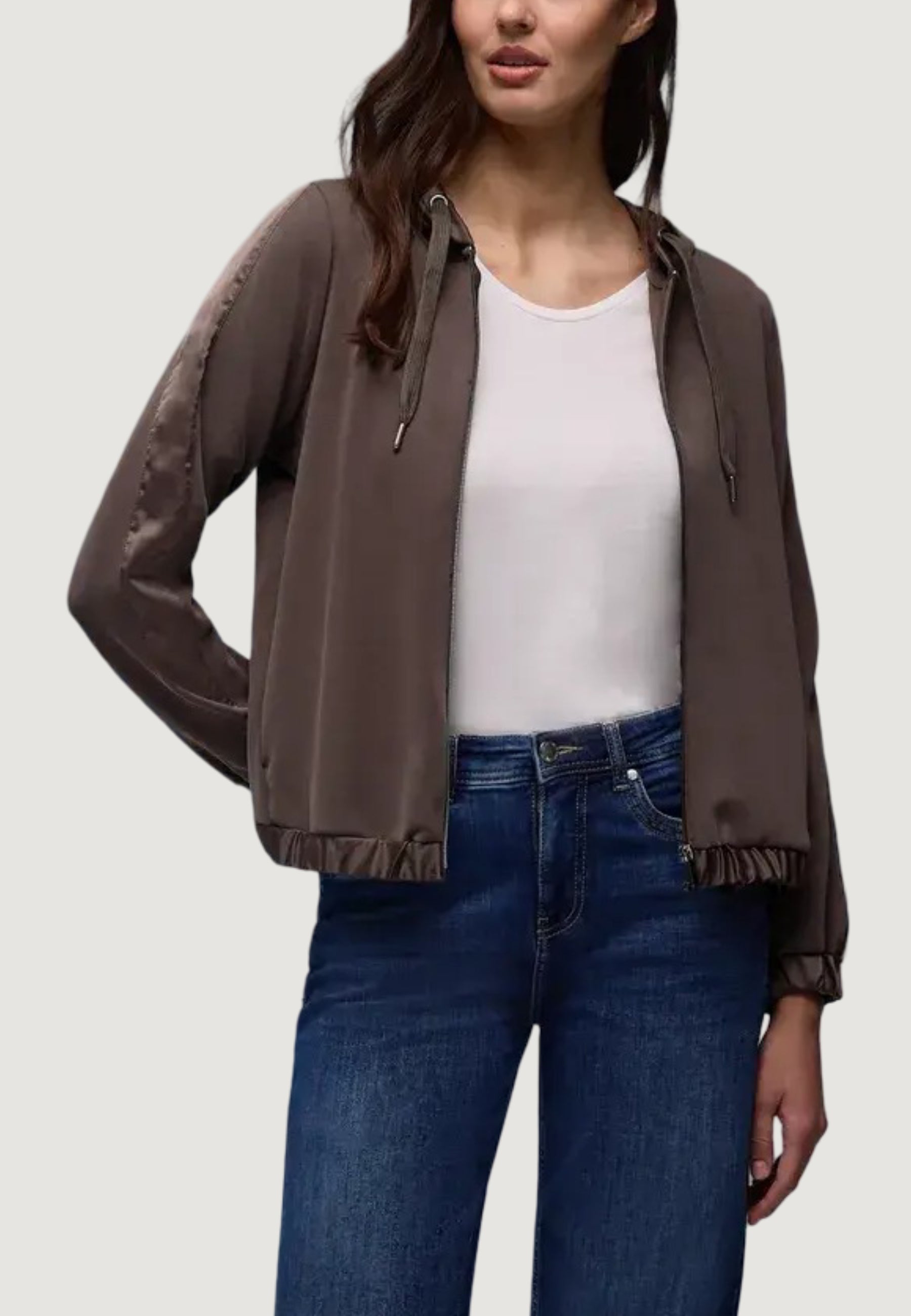 Felpa con cappuccio Street One short silk look hoody jacket