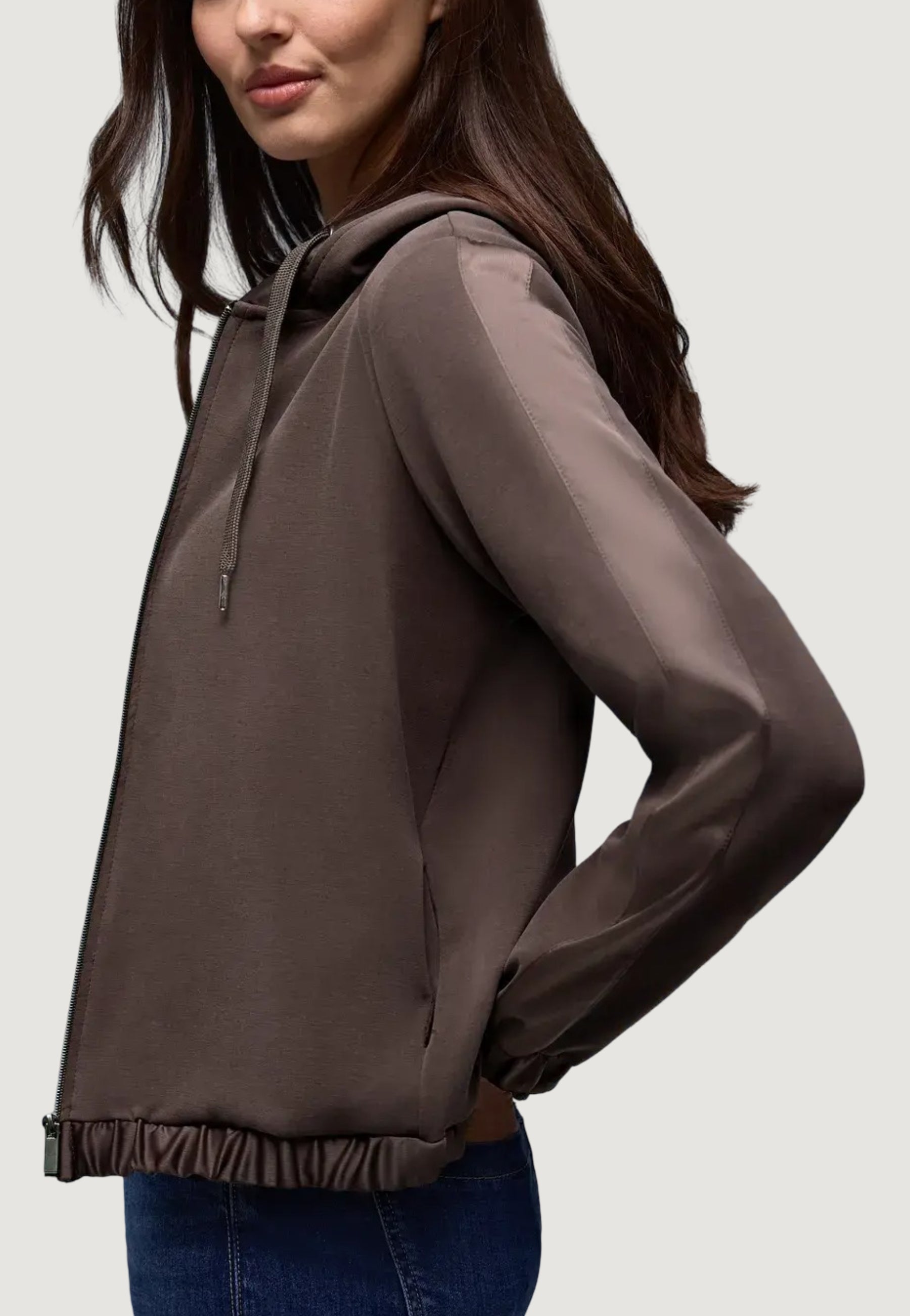 Felpa con cappuccio Street One short silk look hoody jacket