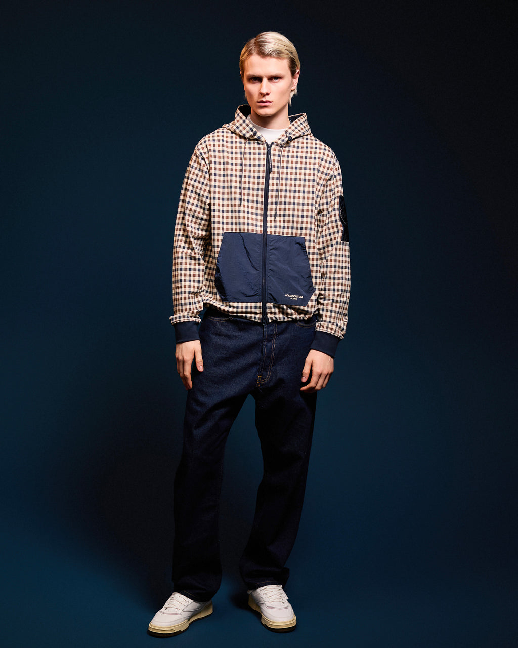Hoodie Aquascutum Active CHECK FZ STRETCH FLEECE